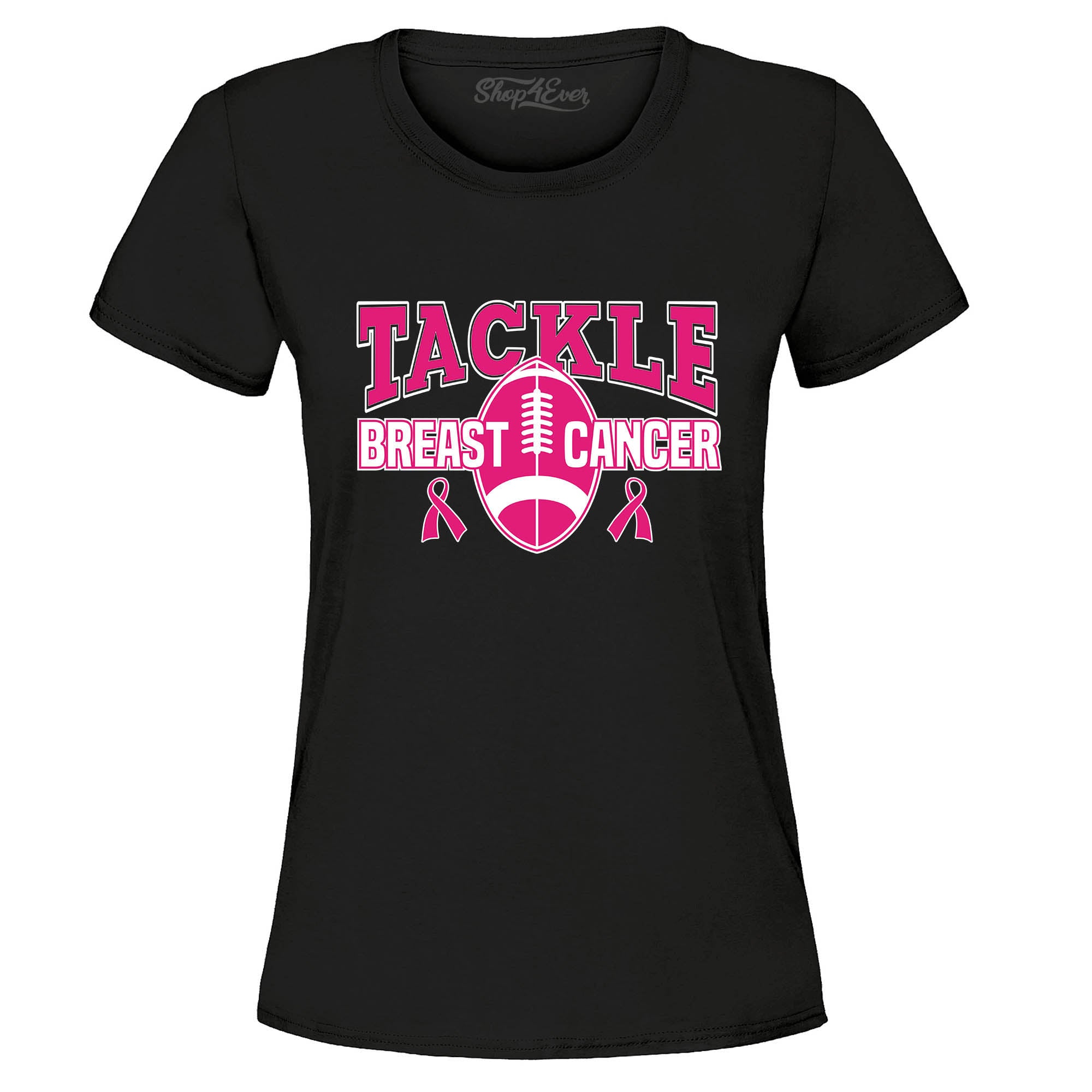 Tackle Breast Cancer Awareness Tee Football Pink Ribbon Women's T-Shirt