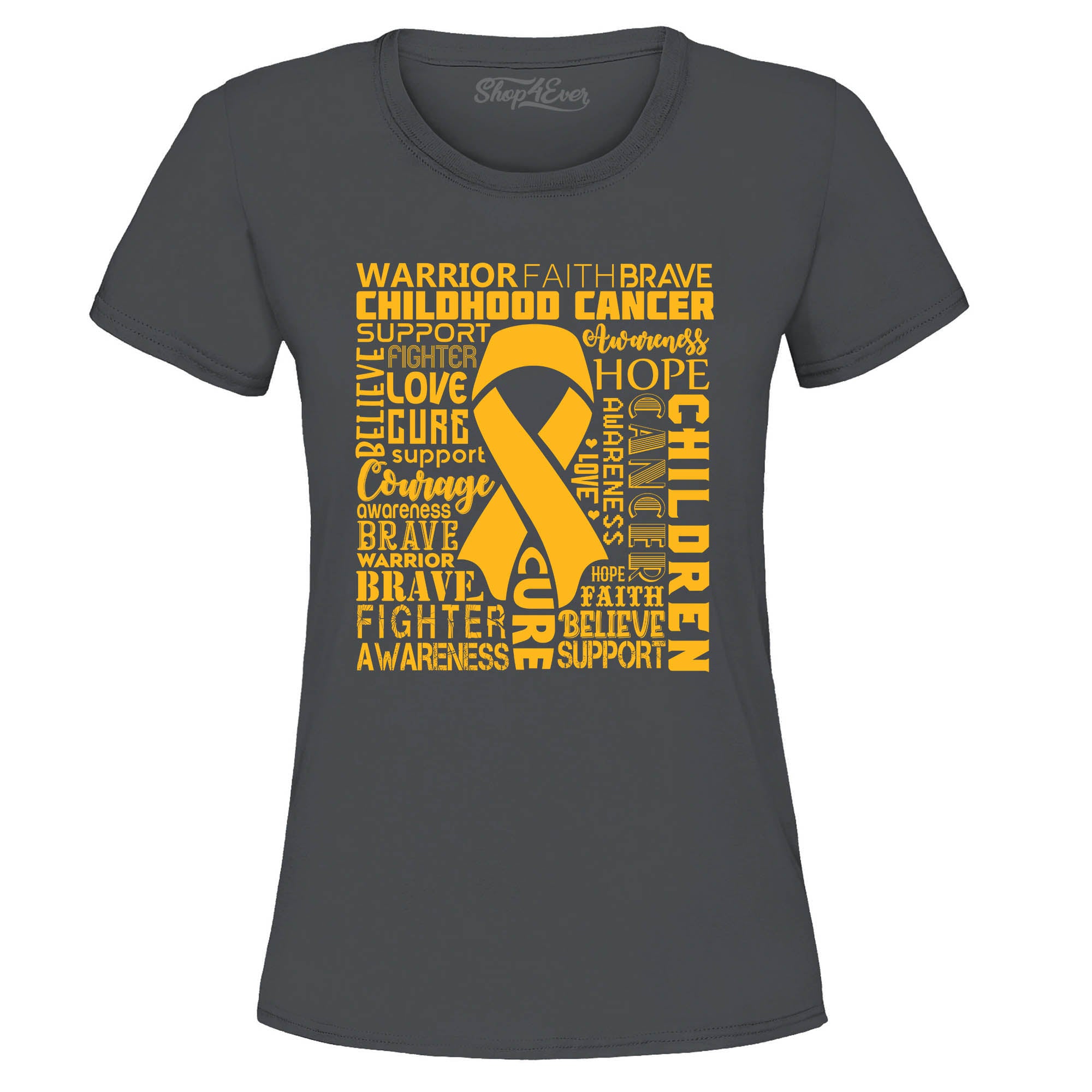 Childhood Cancer Awareness Gold Ribbon Word Cloud Women's T-Shirt