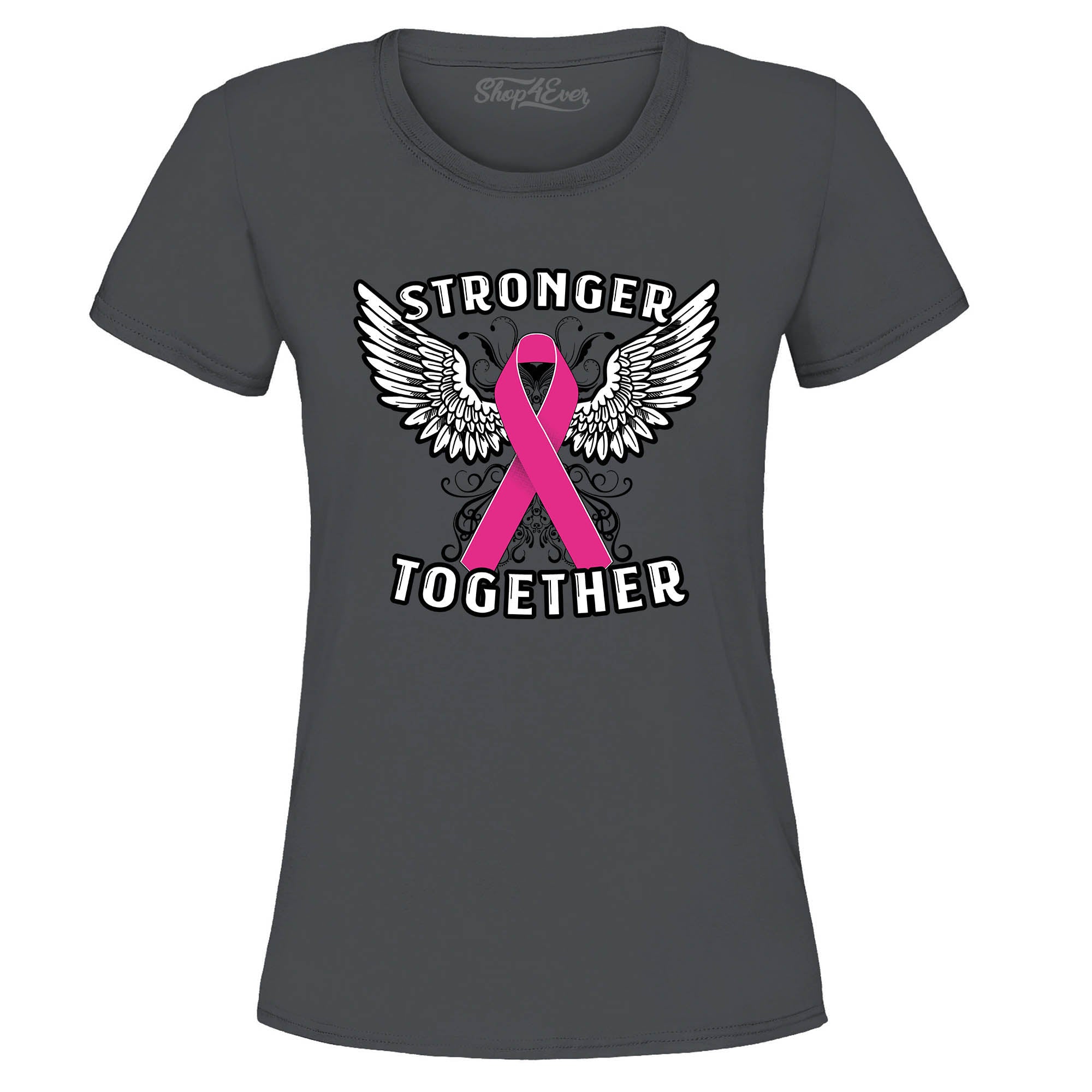 Stronger Together Breast Cancer Ribbon Women's T-Shirt Support Awareness Tee