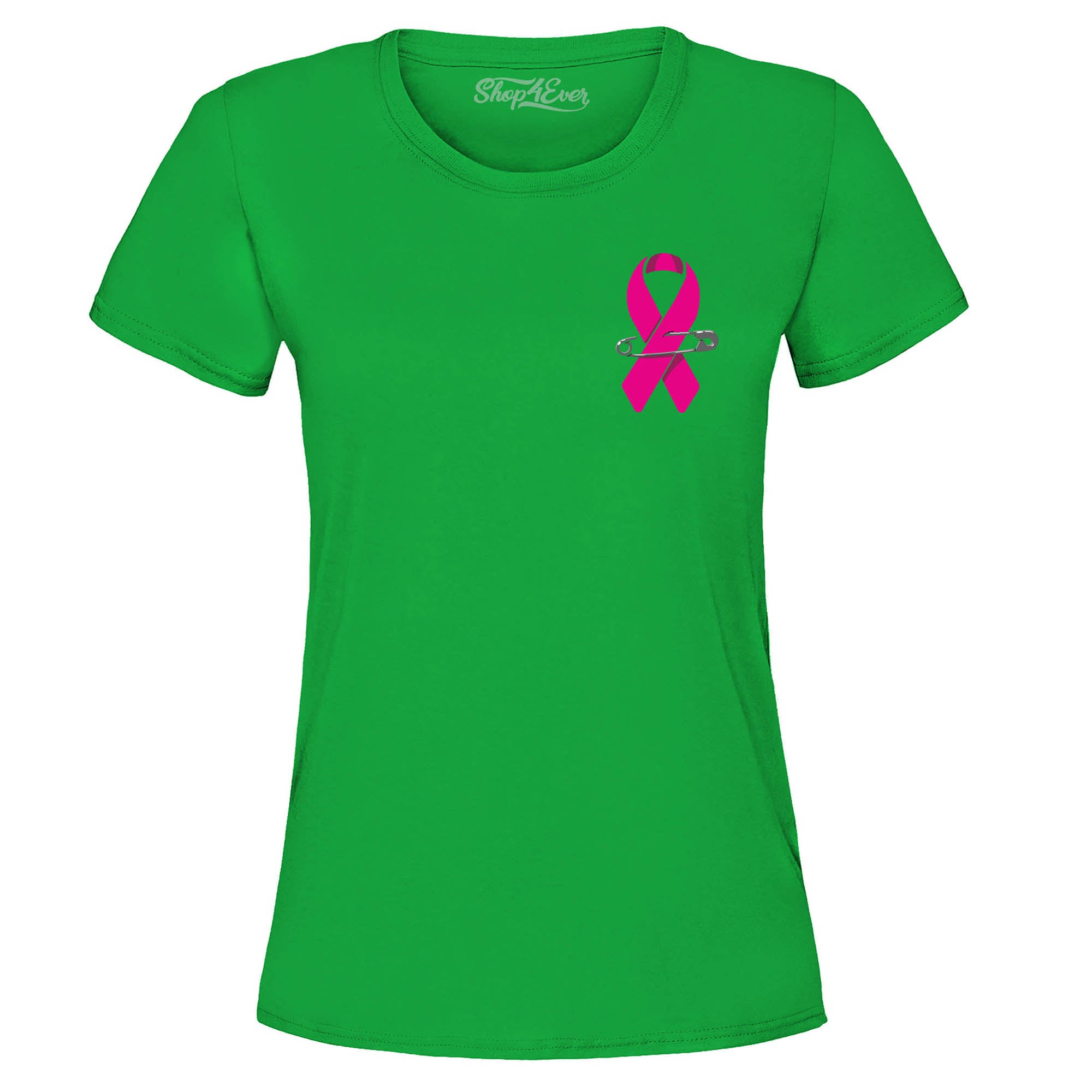 Pink Ribbon Pin Breast Cancer Awareness Women's T-Shirt Survivor Tee
