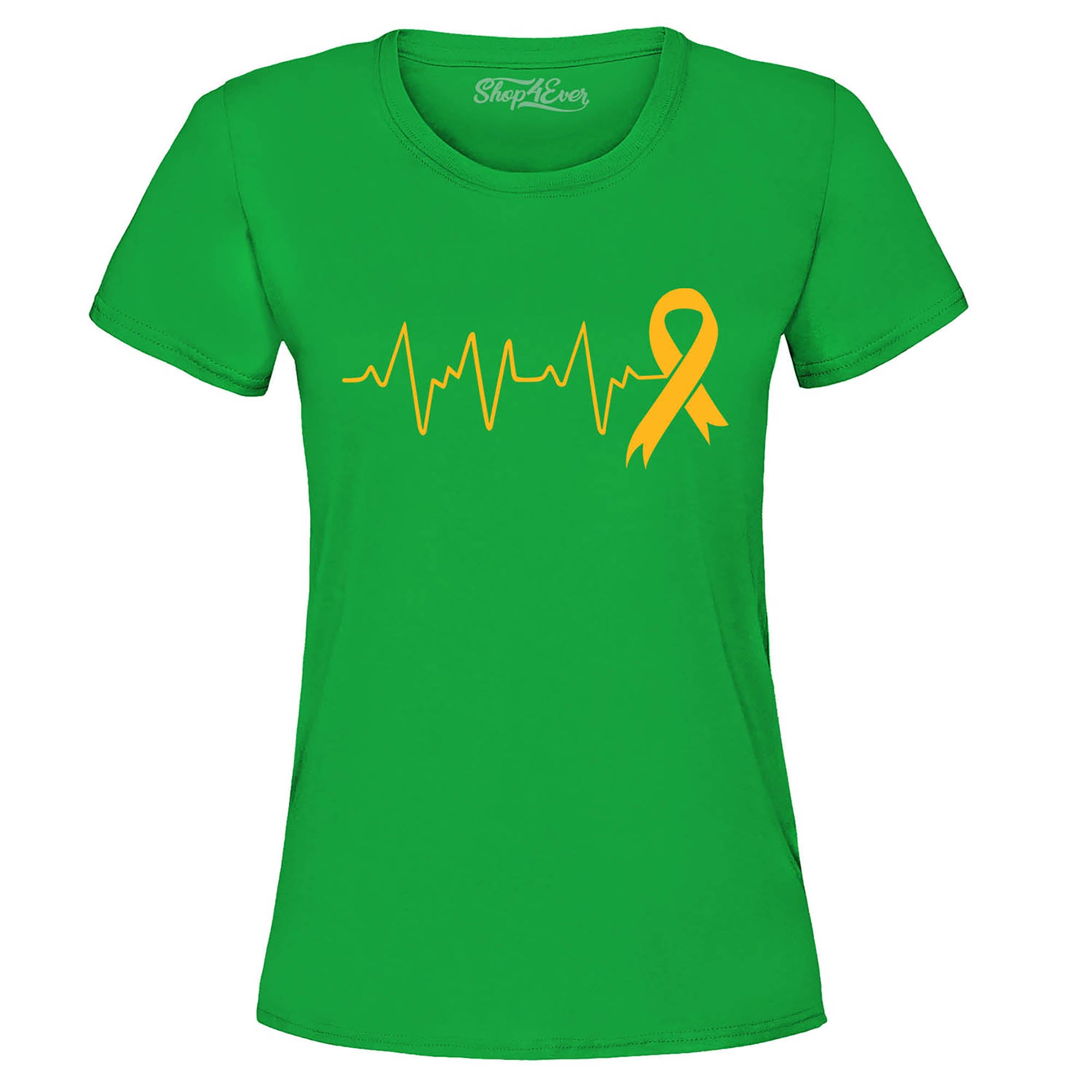 Heartbeat Gold Ribbon Childhood Cancer Awareness Women's T-Shirt