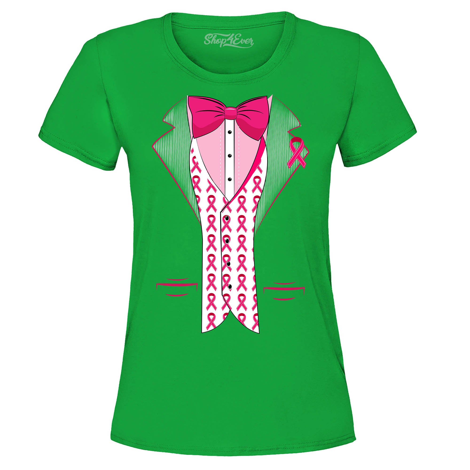 Breast Cancer Awareness Tuxedo Women's T-Shirt Pink Ribbon Tee