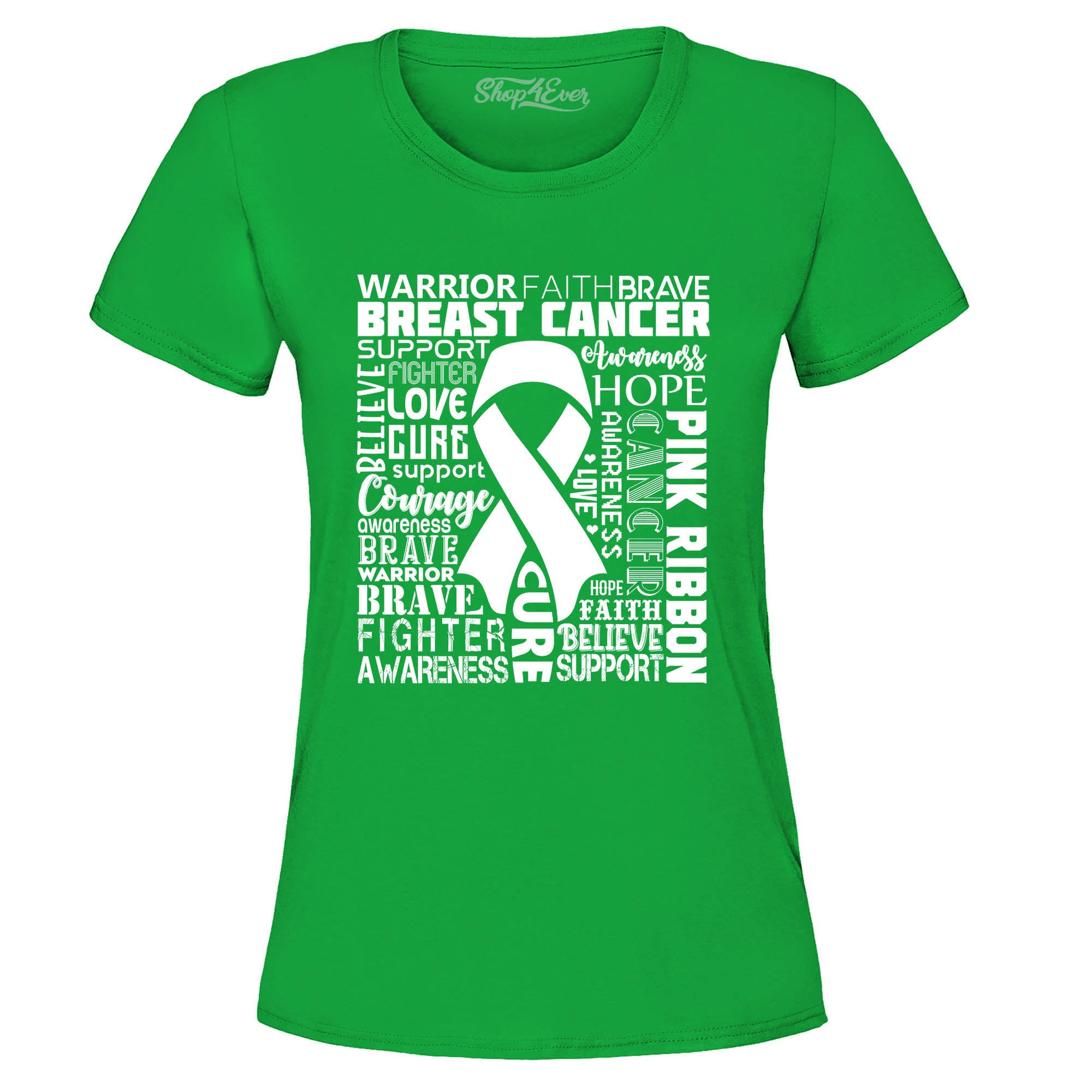 Breast Cancer Awareness White Ribbon Word Cloud Women's T-Shirt
