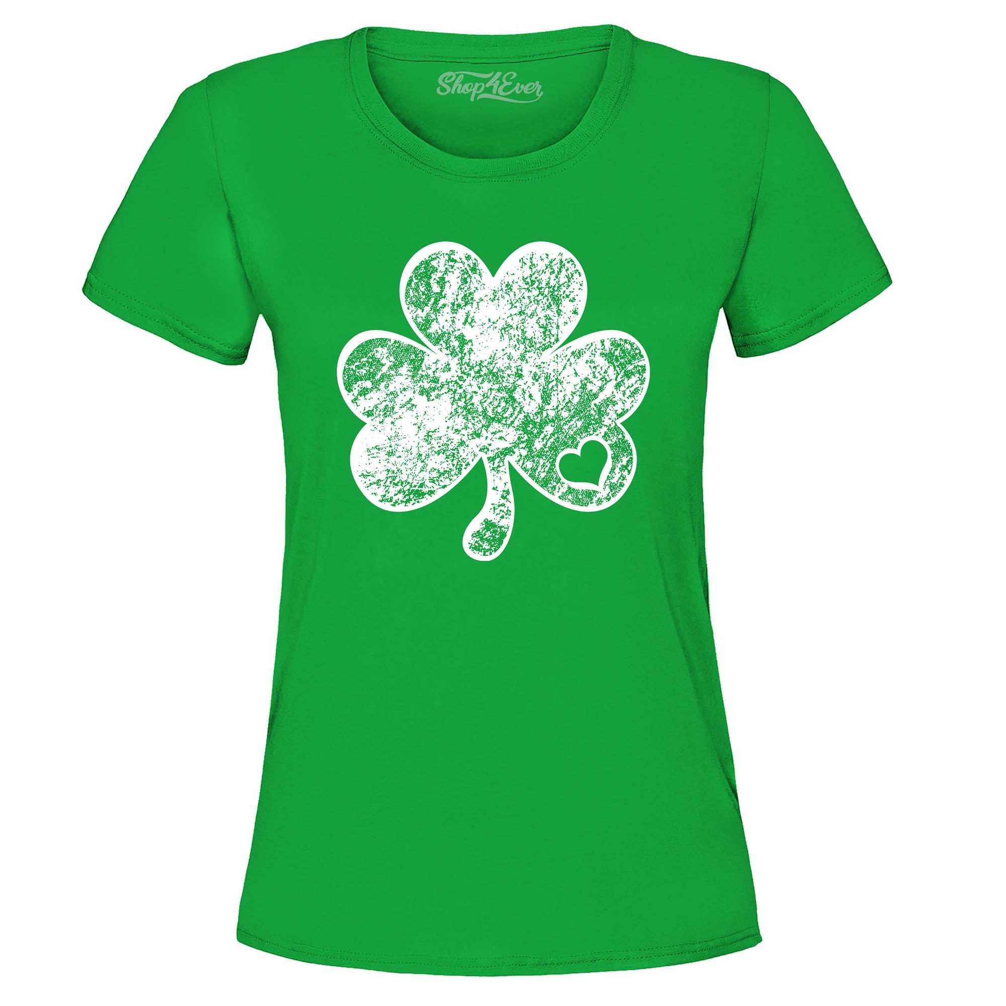 Distressed Irish Shamrock with Heart St. Patrick's Day Women's T-Shirt