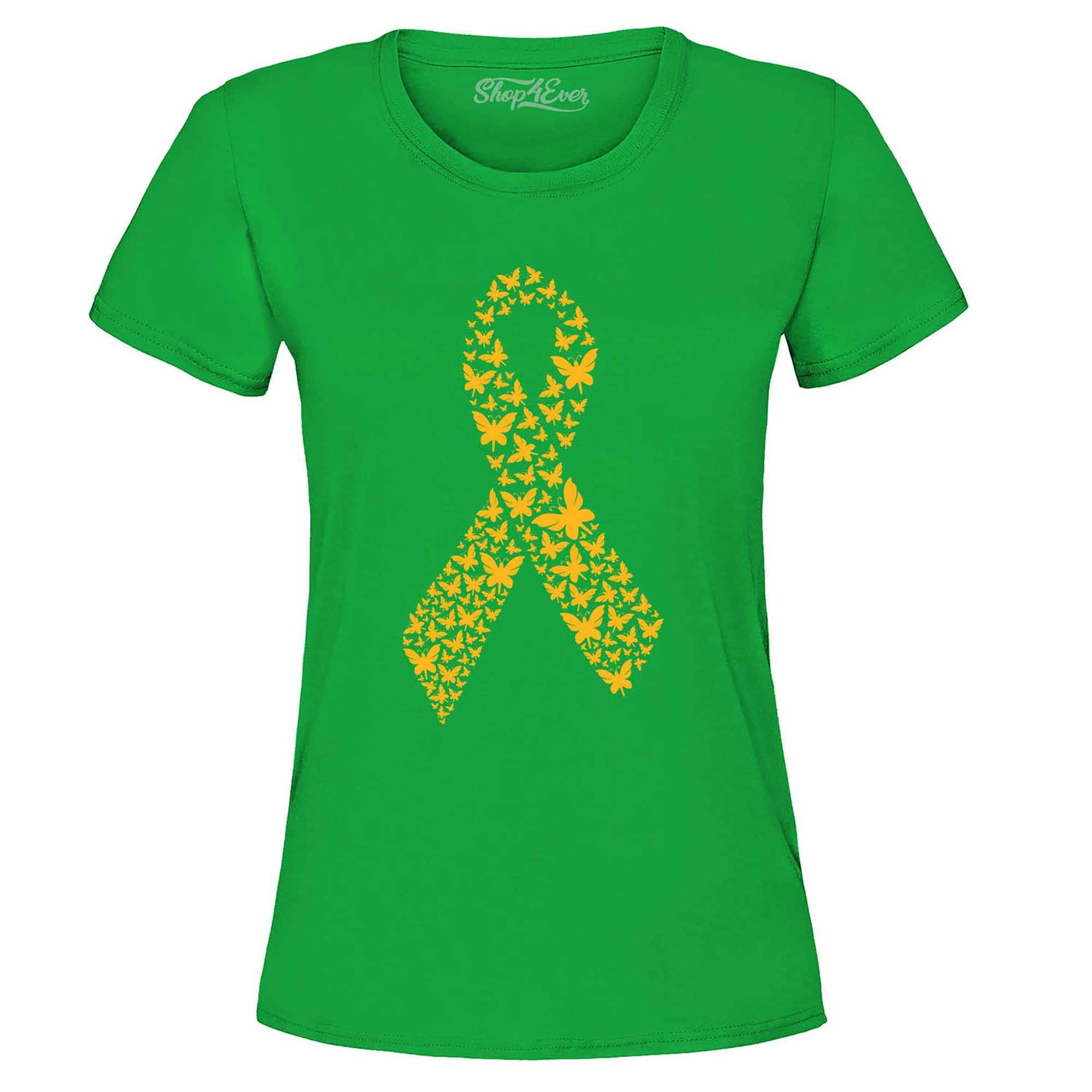 Gold Butterfly Ribbon Childhood Cancer Awareness Women's T-Shirt
