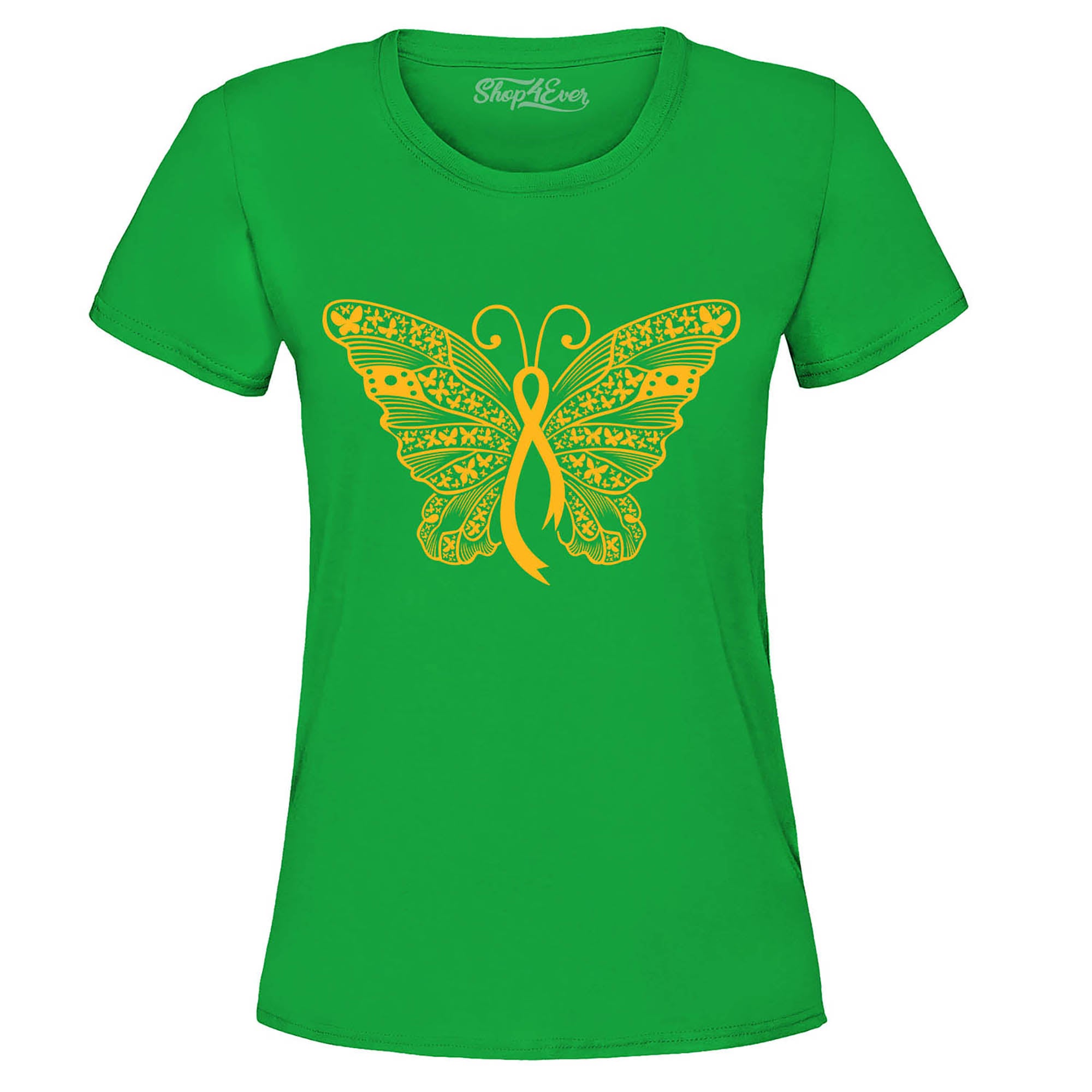 Gold Ribbon Butterfly Childhood Cancer Awareness Women's T-Shirt