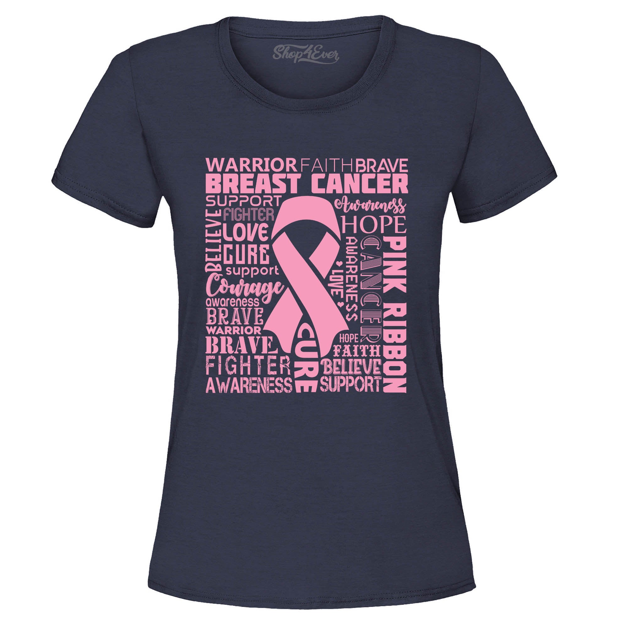 Breast Cancer Awareness Pink Ribbon Word Cloud Women's T-Shirt