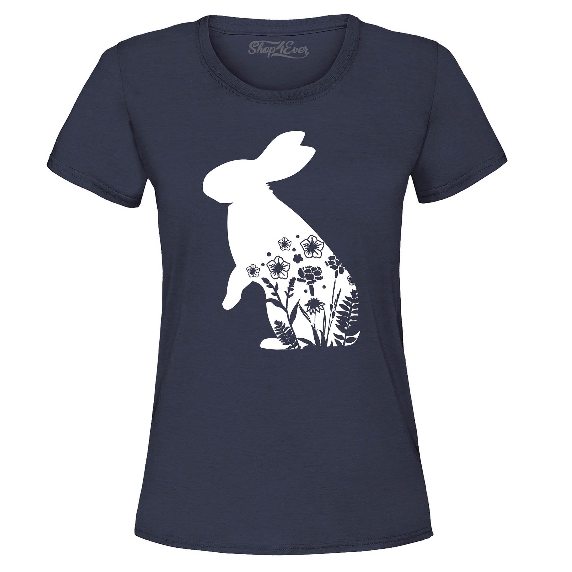 Floral Easter Bunny Rabbit with Spring Flowers Women's T-Shirt