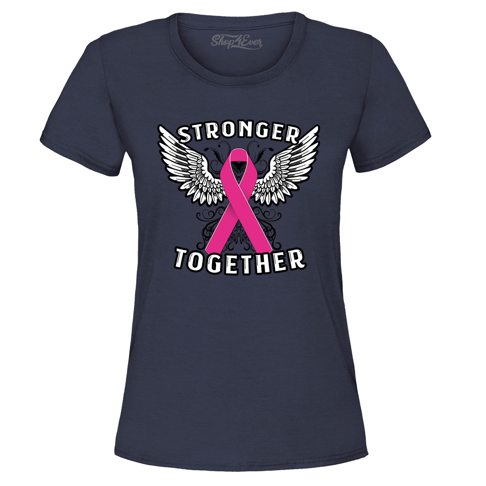 Stronger Together Breast Cancer Ribbon Women's T-Shirt Support Awareness Tee