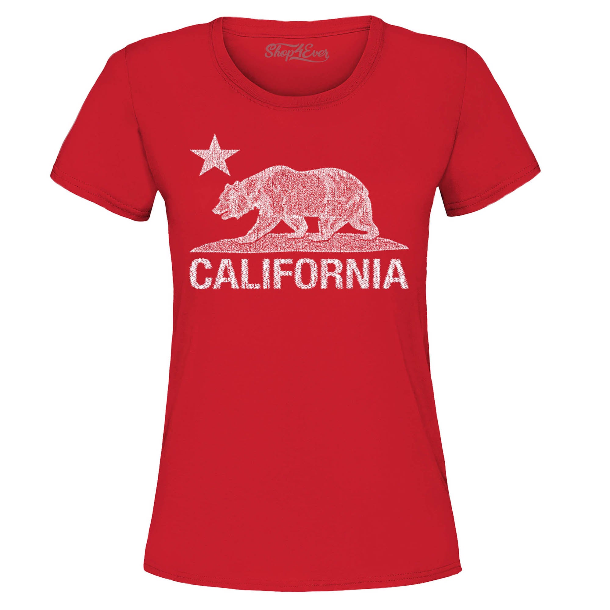 California Distressed White Bear Women's T-Shirt Cali Shirts