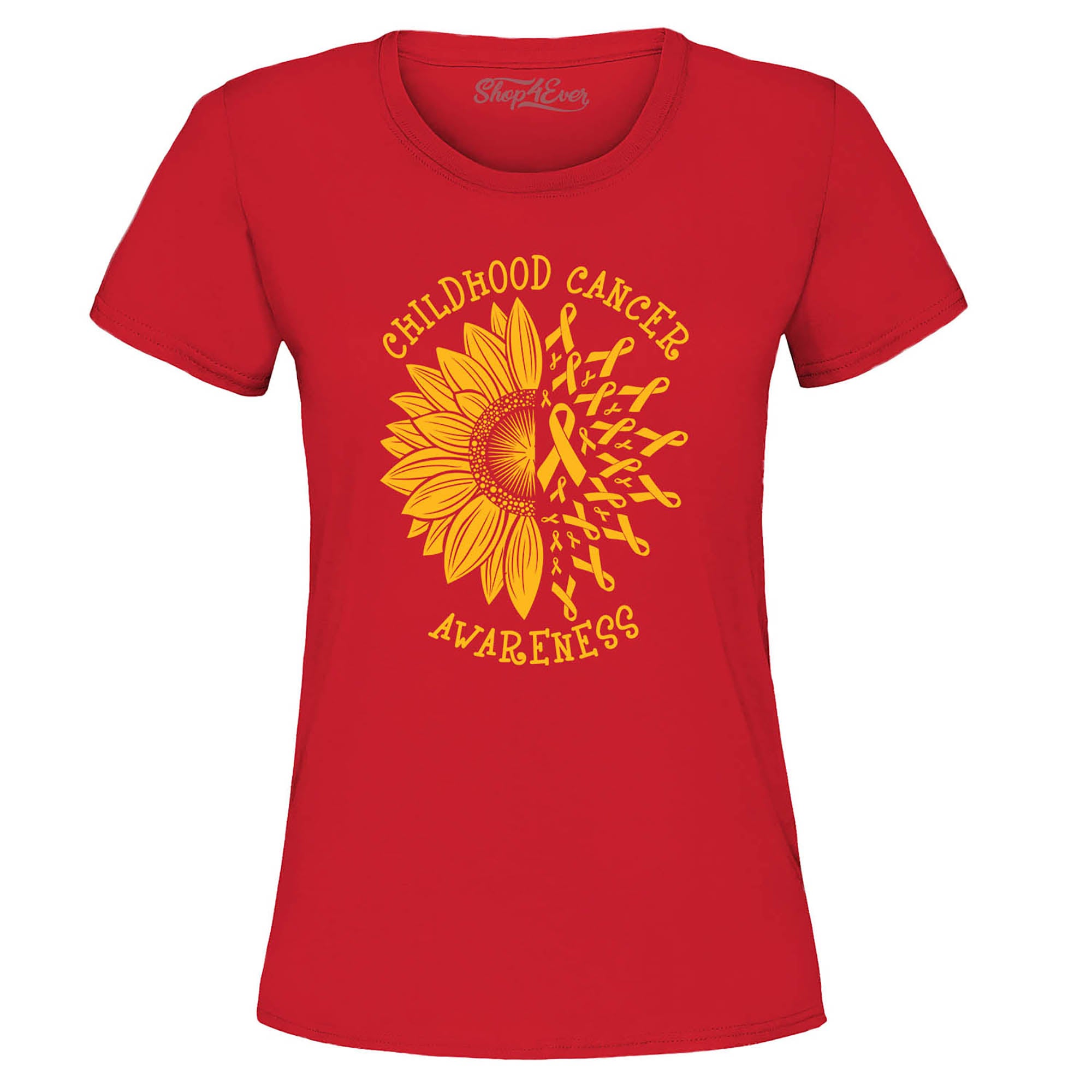 Sunflower Gold Ribbon Childhood Cancer Awareness Women's T-Shirt