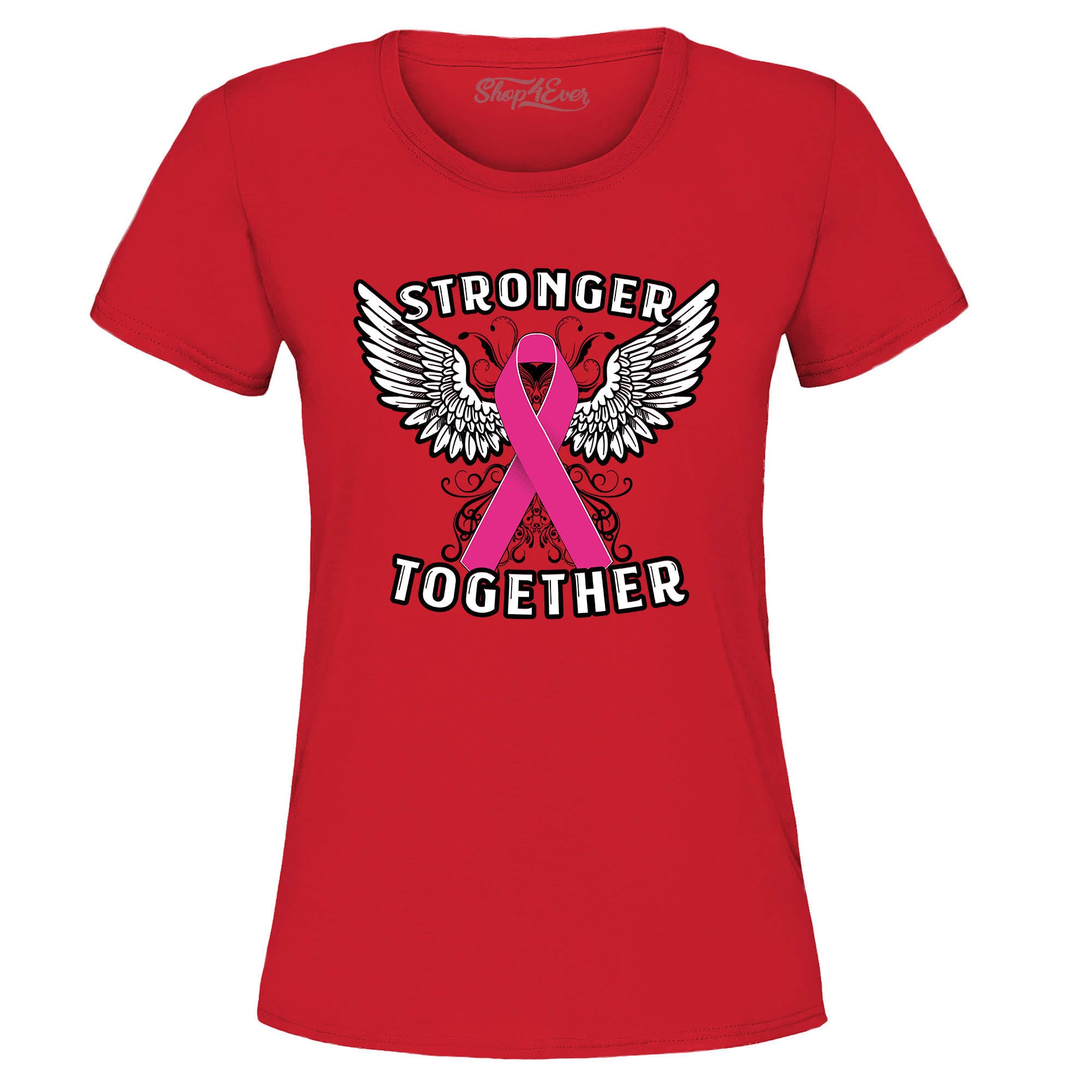 Stronger Together Breast Cancer Ribbon Women's T-Shirt Support Awareness Tee