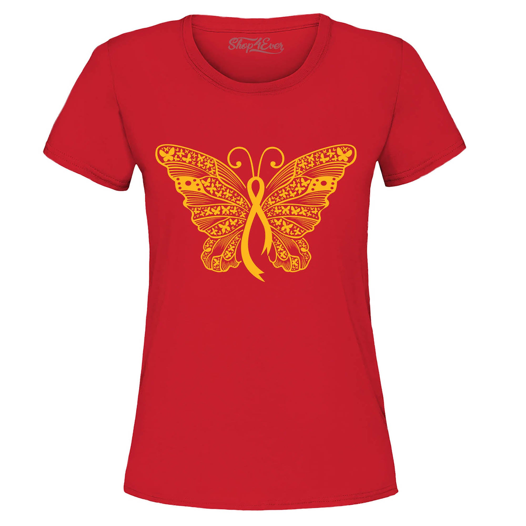 Gold Ribbon Butterfly Childhood Cancer Awareness Women's T-Shirt