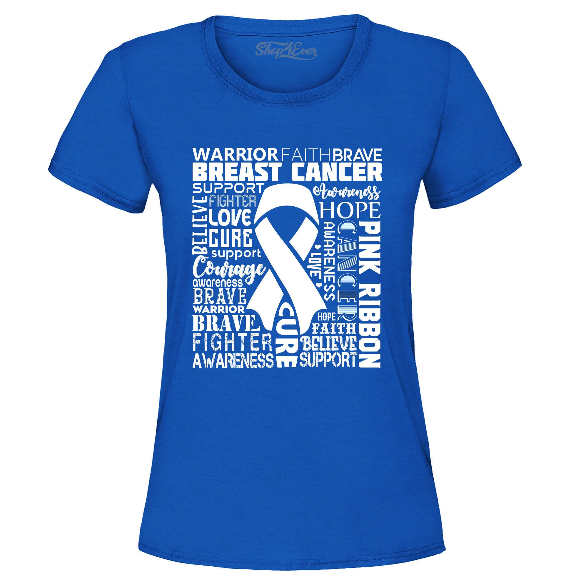 Breast Cancer Awareness White Ribbon Word Cloud Women's T-Shirt