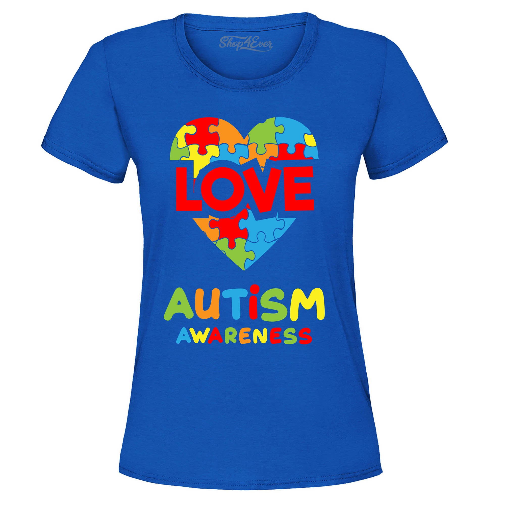 Autism Awareness Love with Puzzled Heart Women's T-Shirt