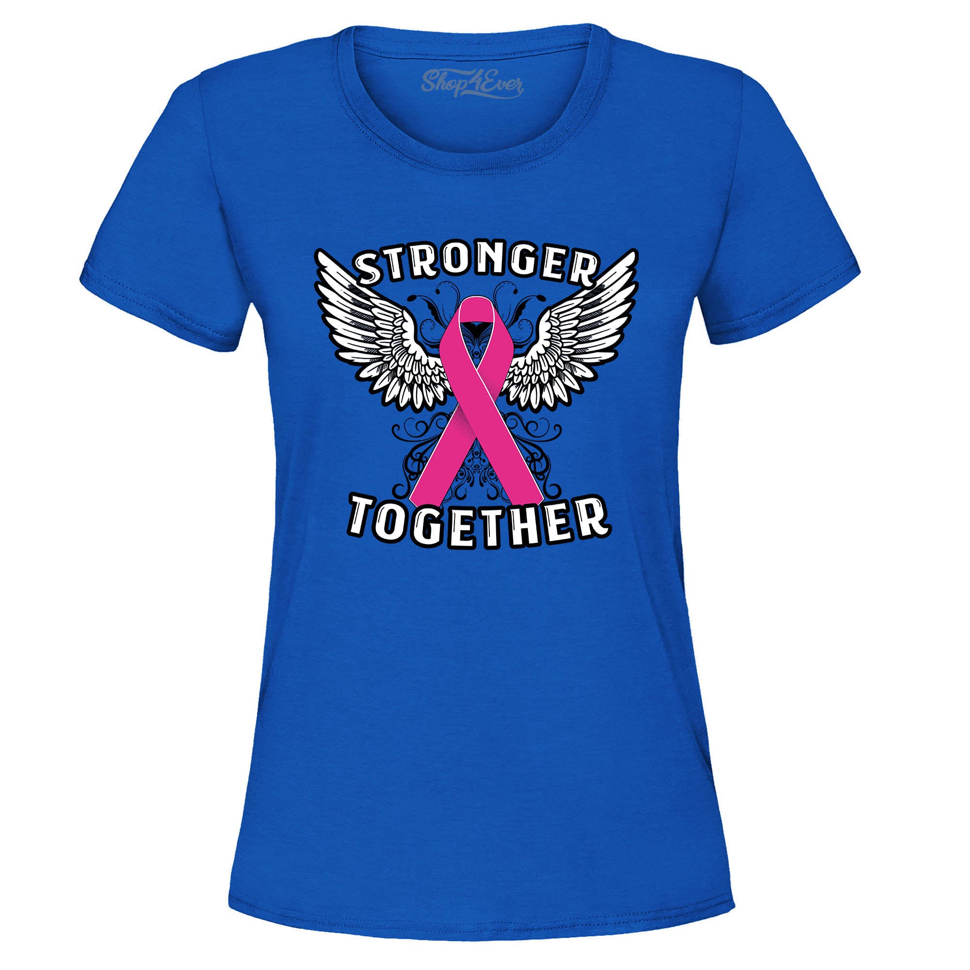 Stronger Together Breast Cancer Ribbon Women's T-Shirt Support Awareness Tee