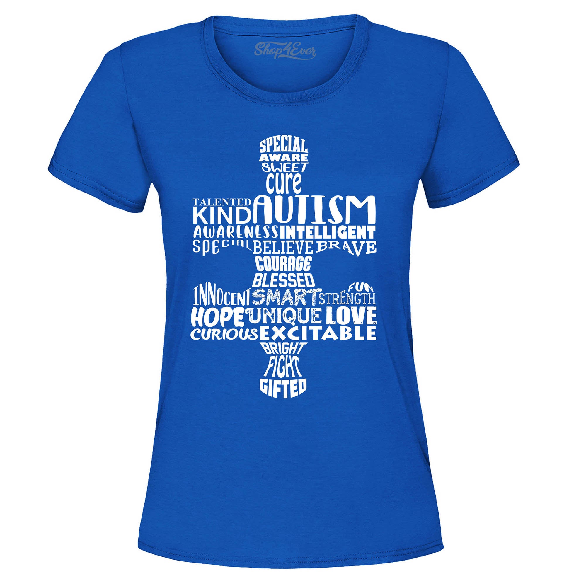 Puzzle Piece Word Cloud Autism Awareness Women's T-Shirt