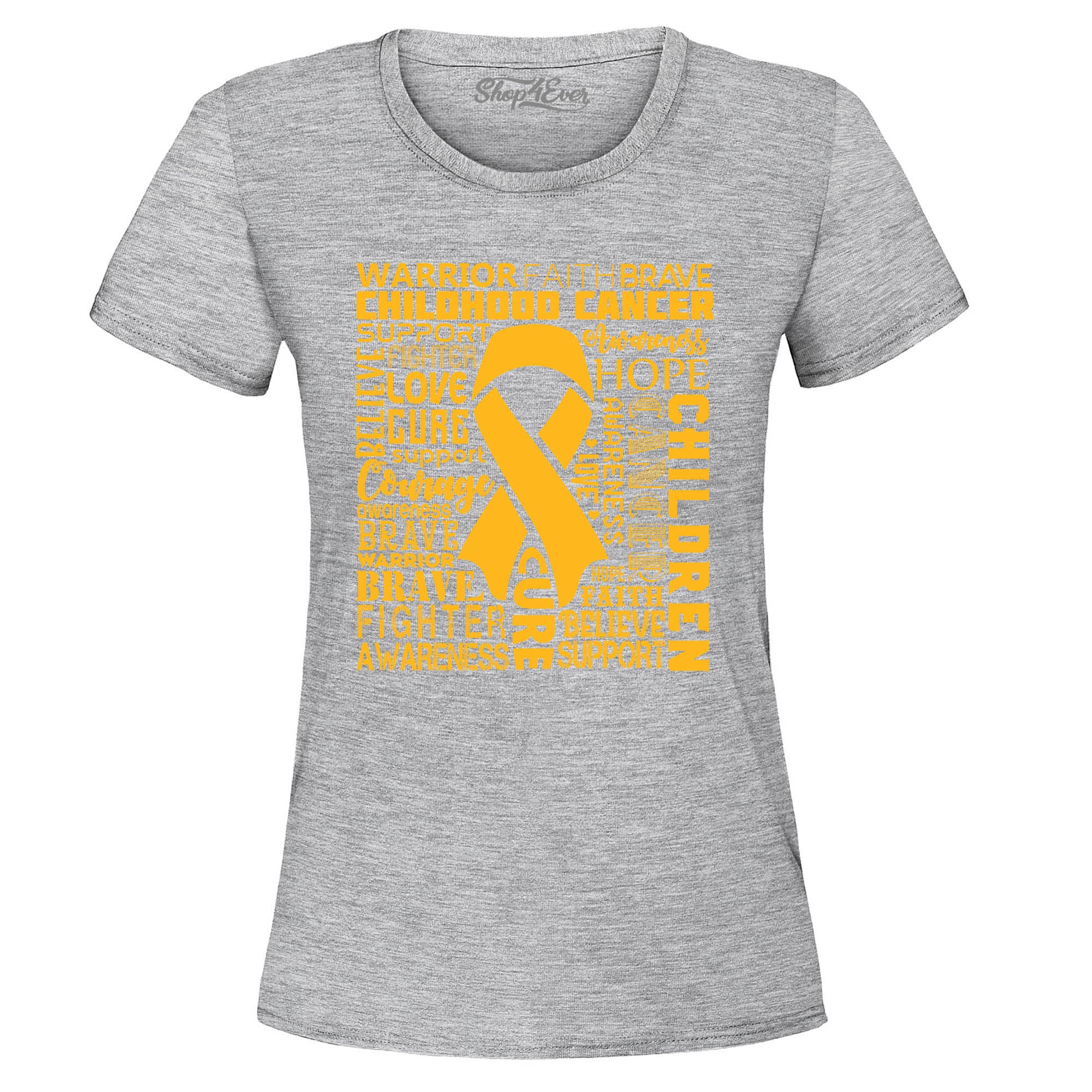 Childhood Cancer Awareness Gold Ribbon Word Cloud Women's T-Shirt