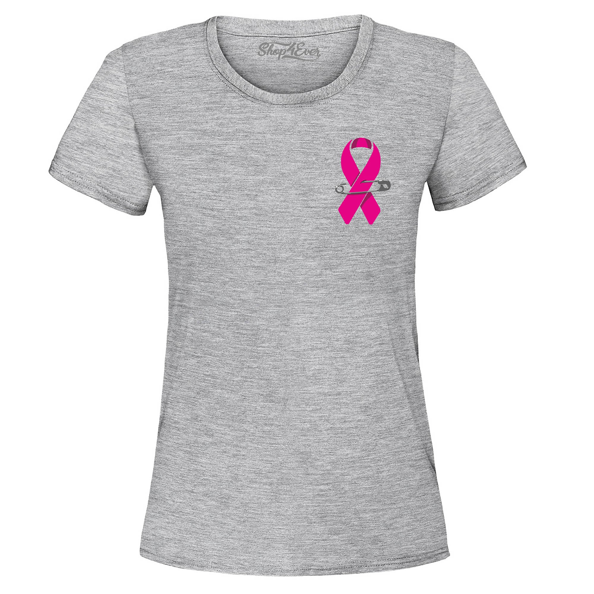 Pink Ribbon Pin Breast Cancer Awareness Women's T-Shirt Survivor Tee