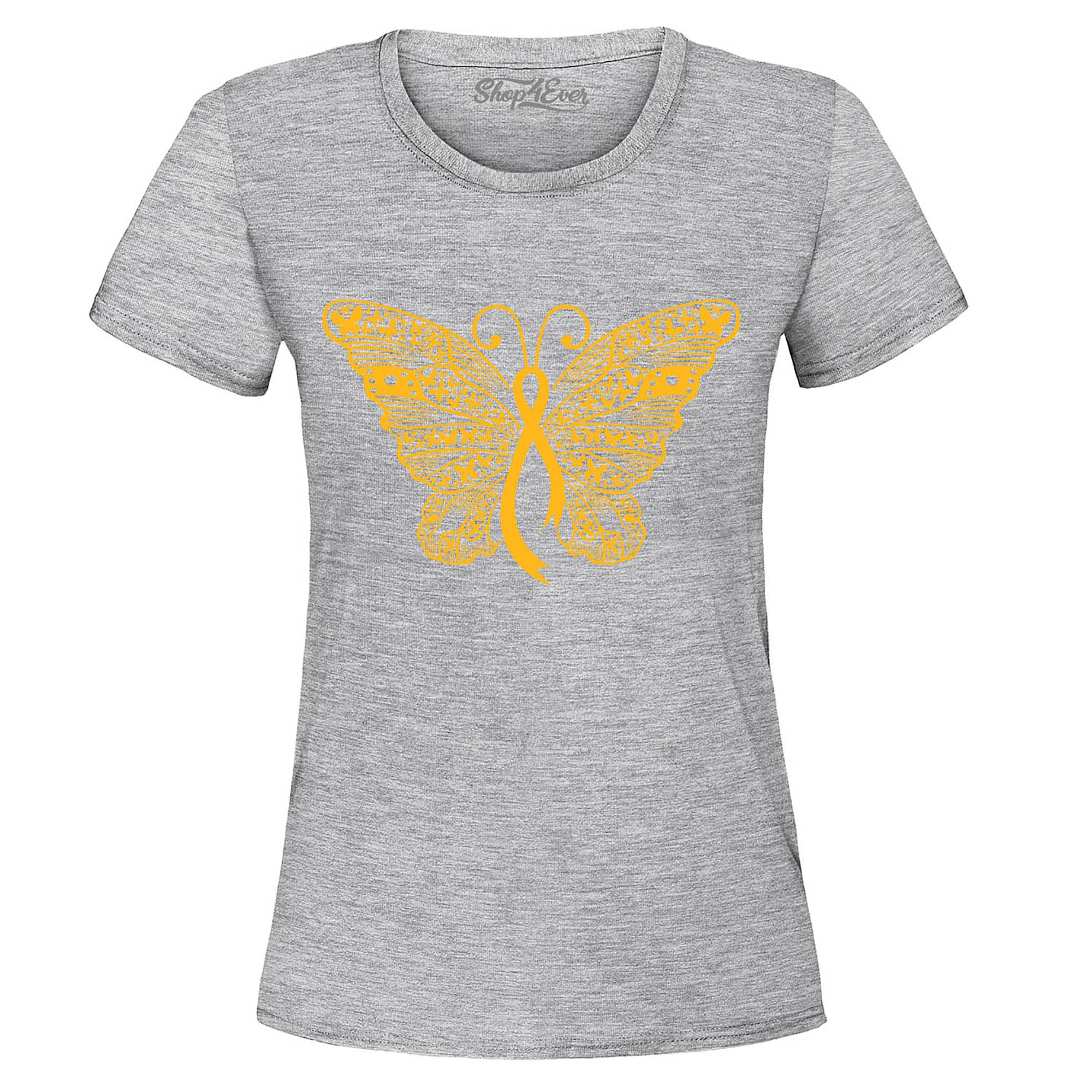 Gold Ribbon Butterfly Childhood Cancer Awareness Women's T-Shirt