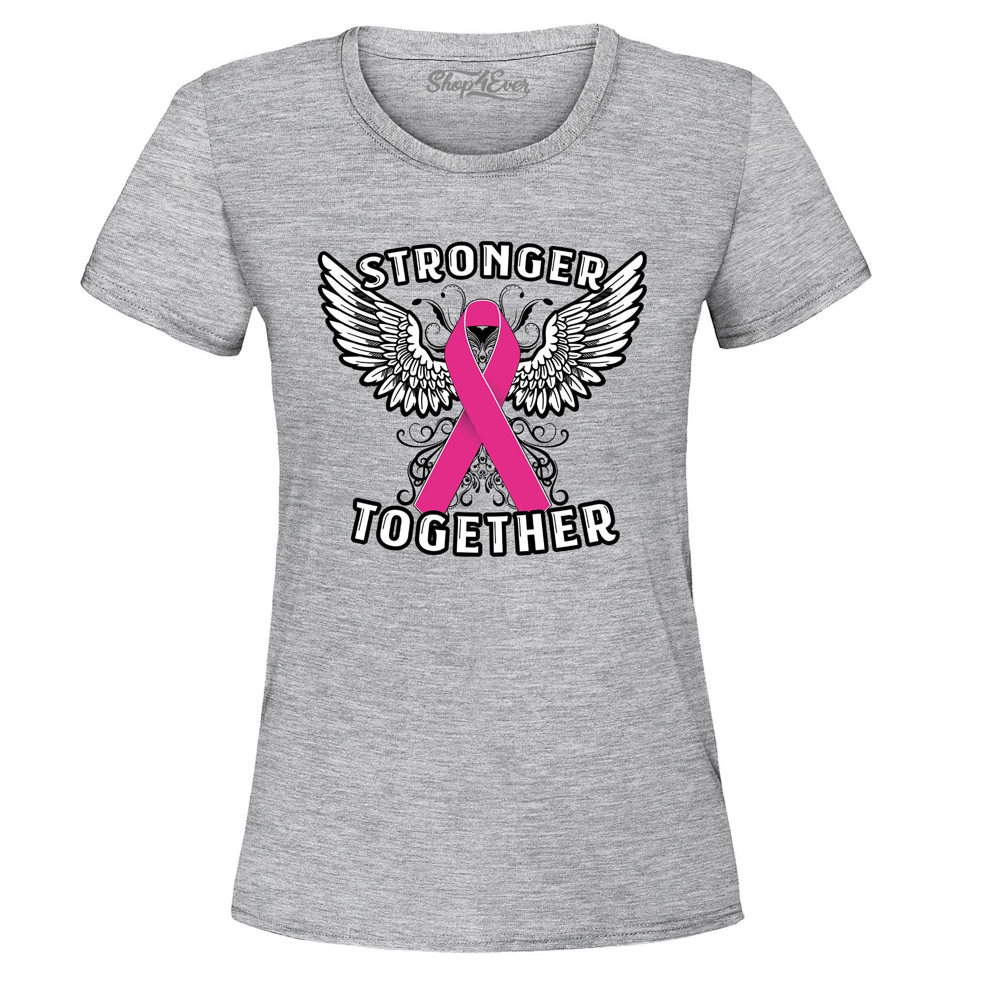 Stronger Together Breast Cancer Ribbon Women's T-Shirt Support Awareness Tee