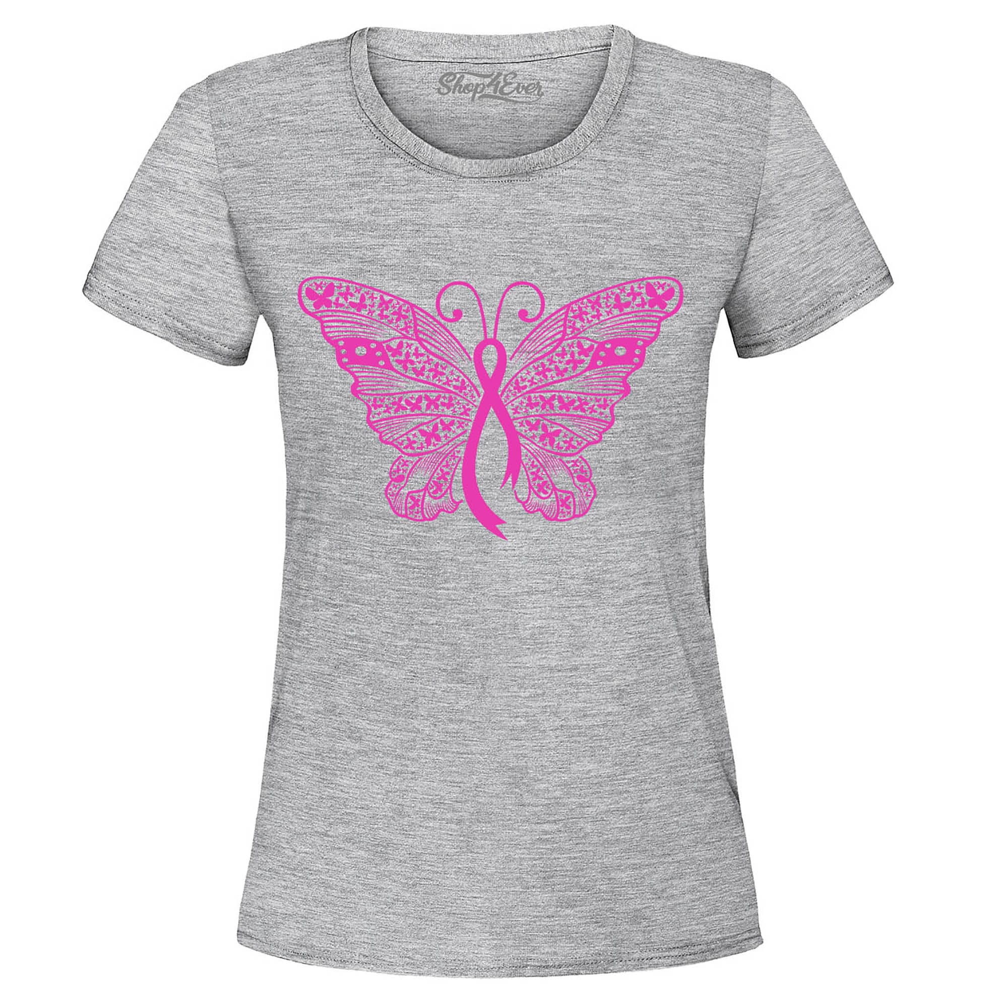 Pink Ribbon Butterfly Breast Cancer Awareness Women's T-Shirt