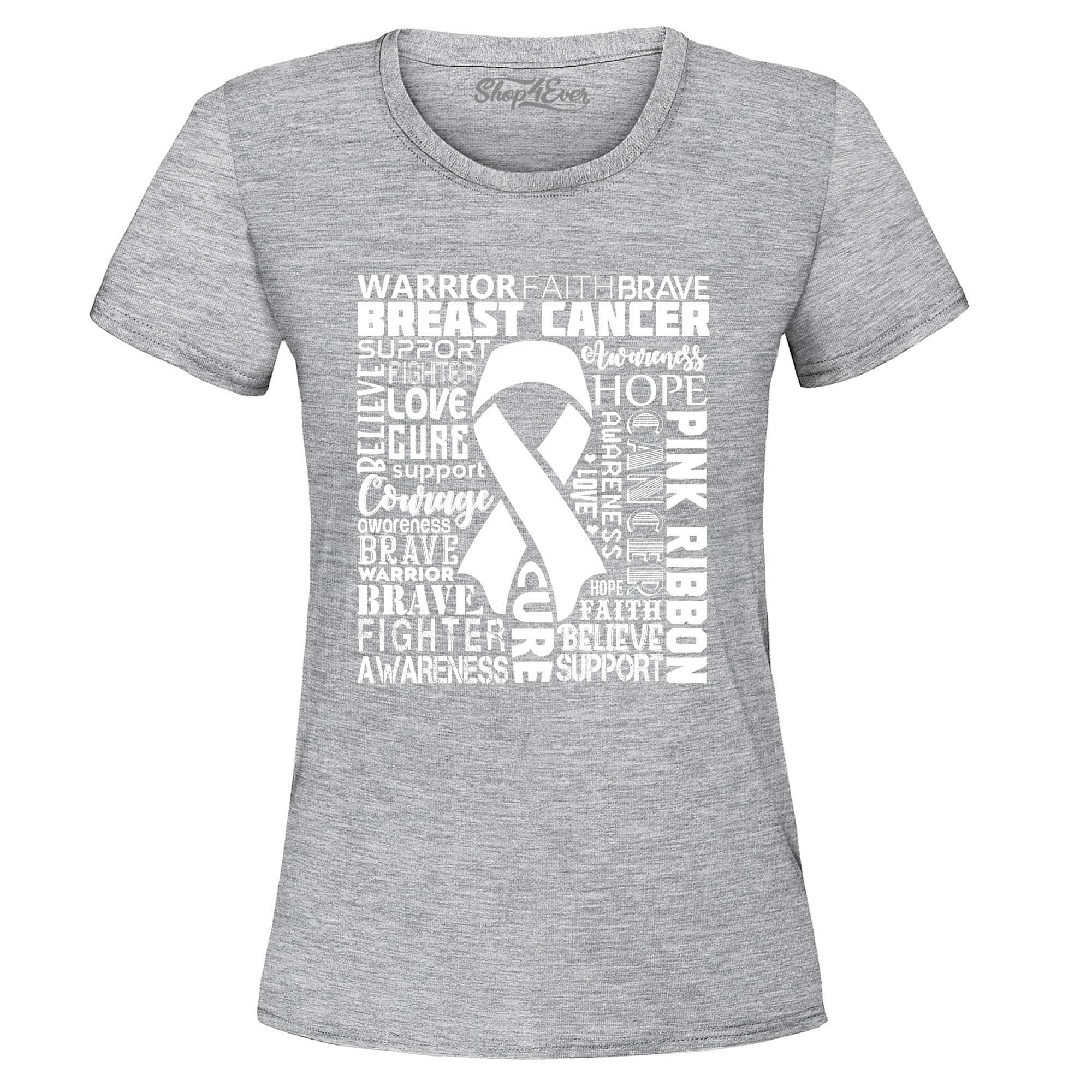 Breast Cancer Awareness White Ribbon Word Cloud Women's T-Shirt