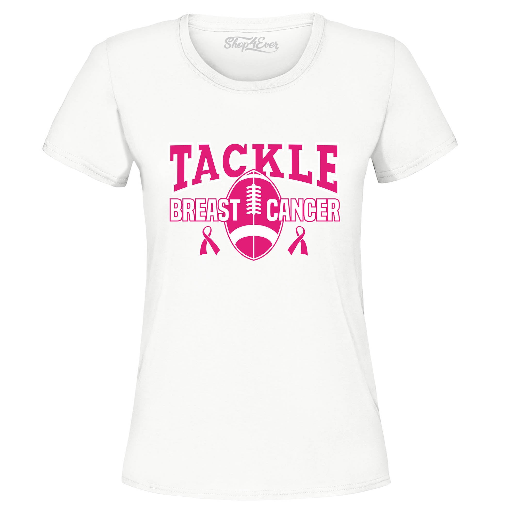 Tackle Breast Cancer Awareness Tee Football Pink Ribbon Women's T-Shirt