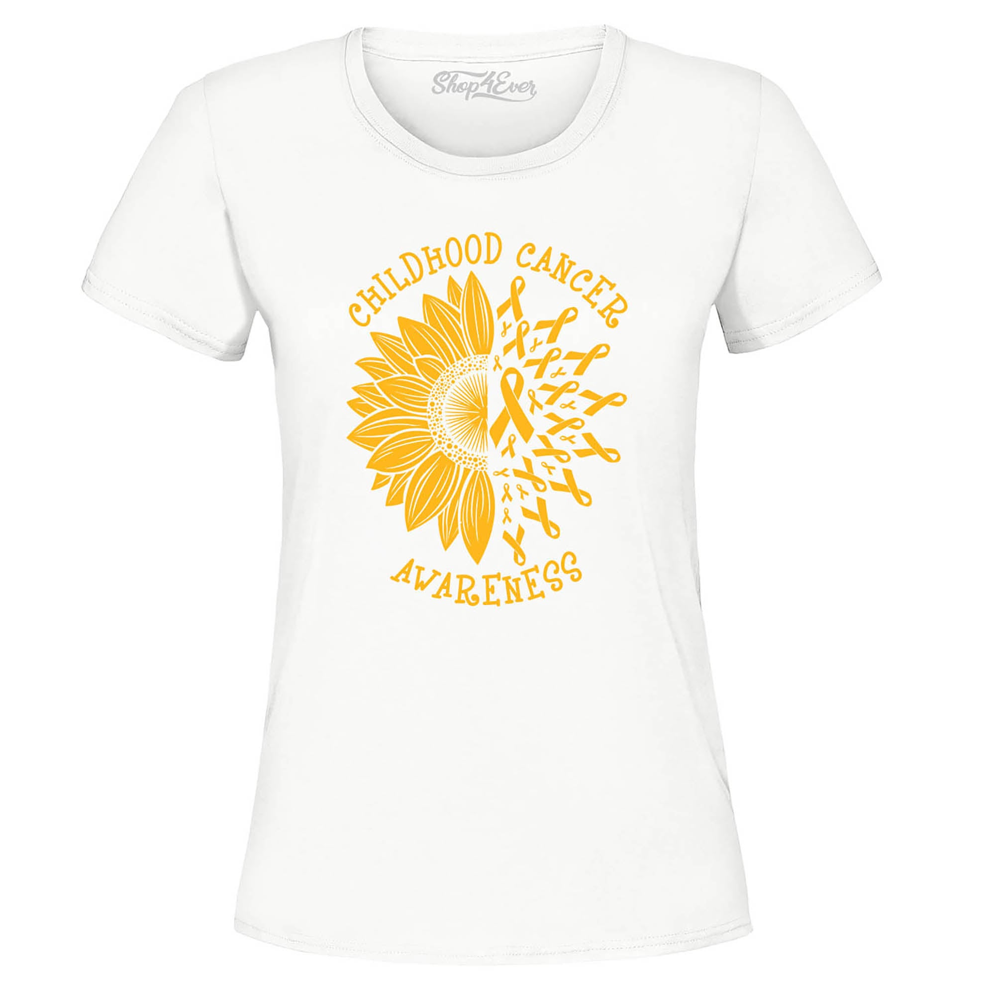 Sunflower Gold Ribbon Childhood Cancer Awareness Women's T-Shirt