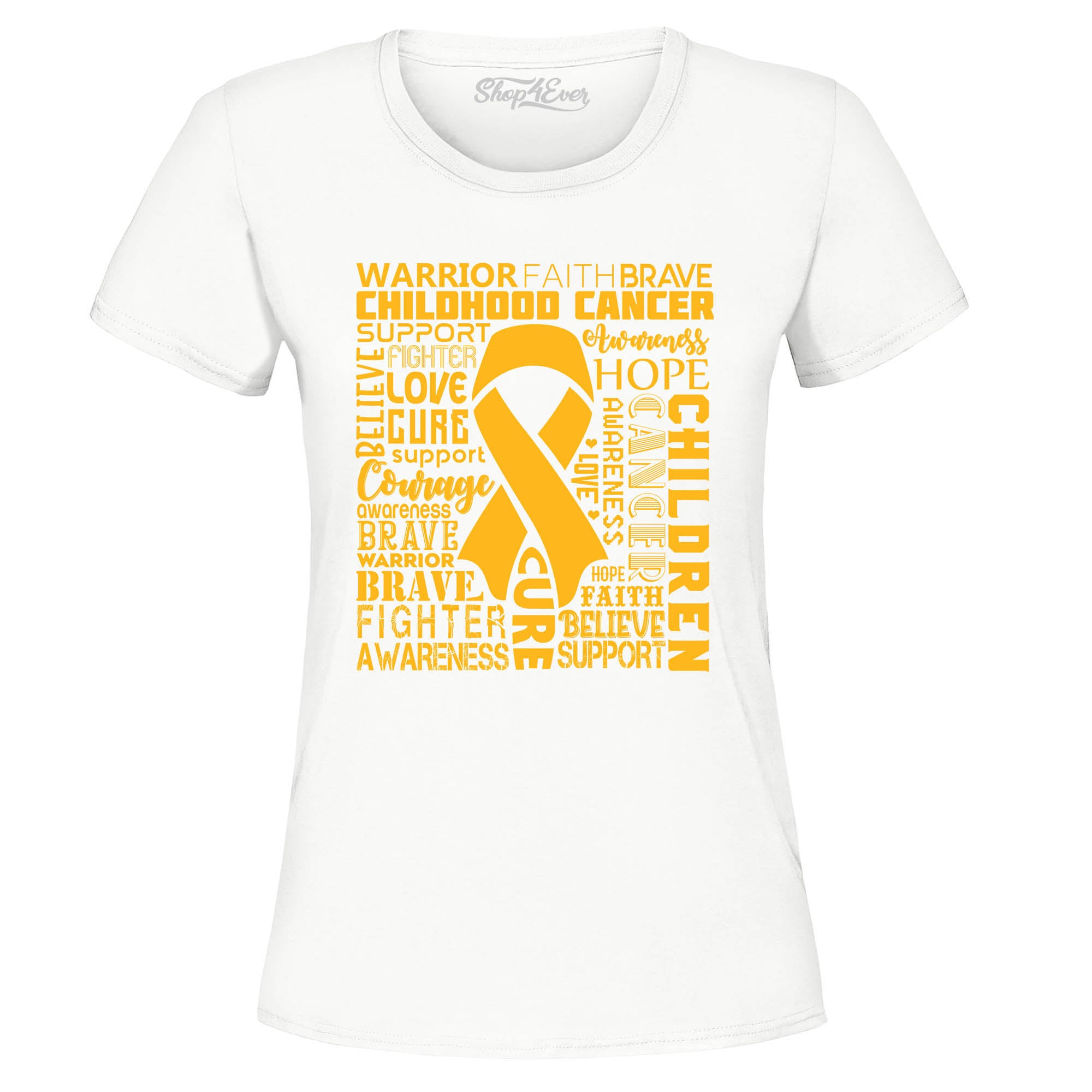 Childhood Cancer Awareness Gold Ribbon Word Cloud Women's T-Shirt