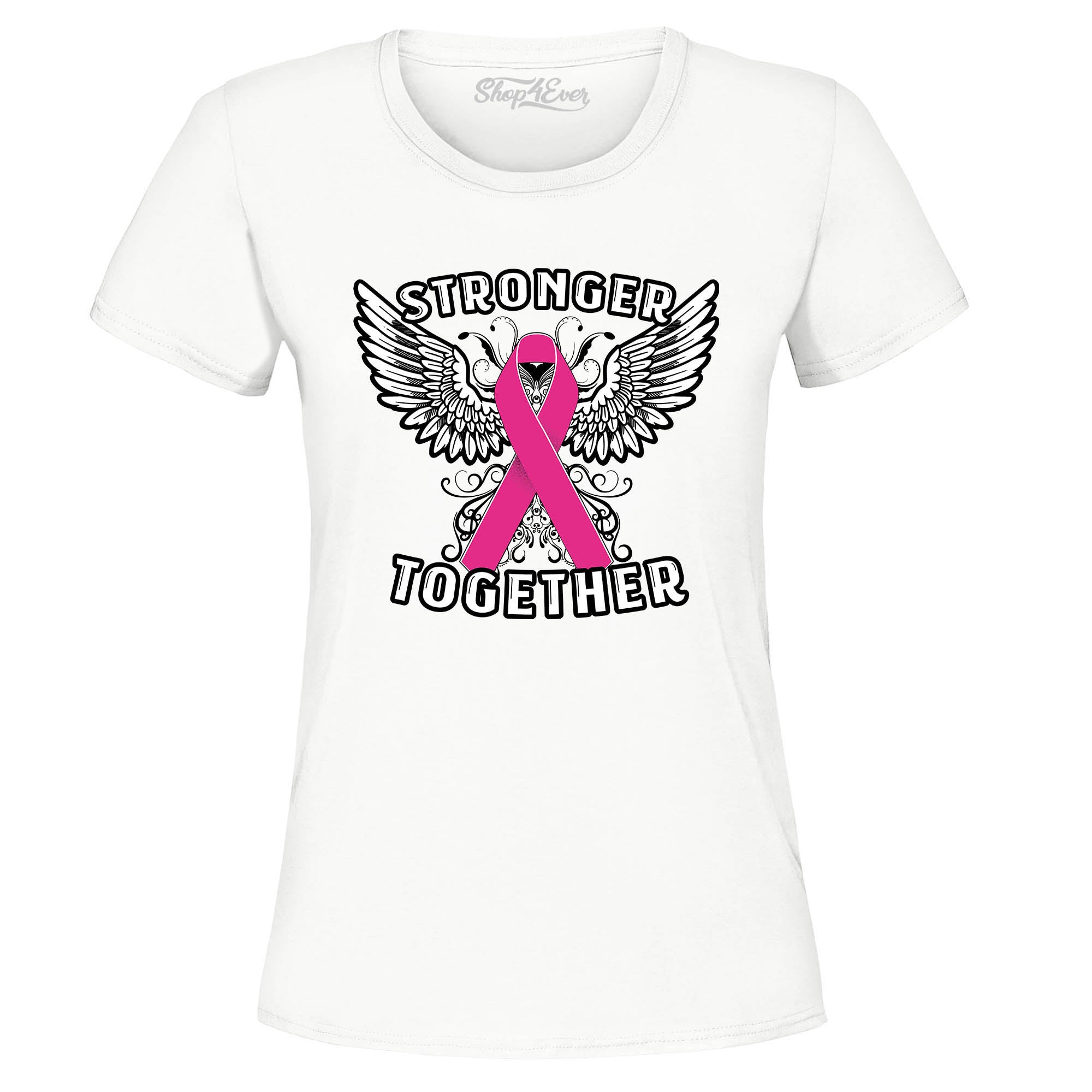 Stronger Together Breast Cancer Ribbon Women's T-Shirt Support Awareness Tee