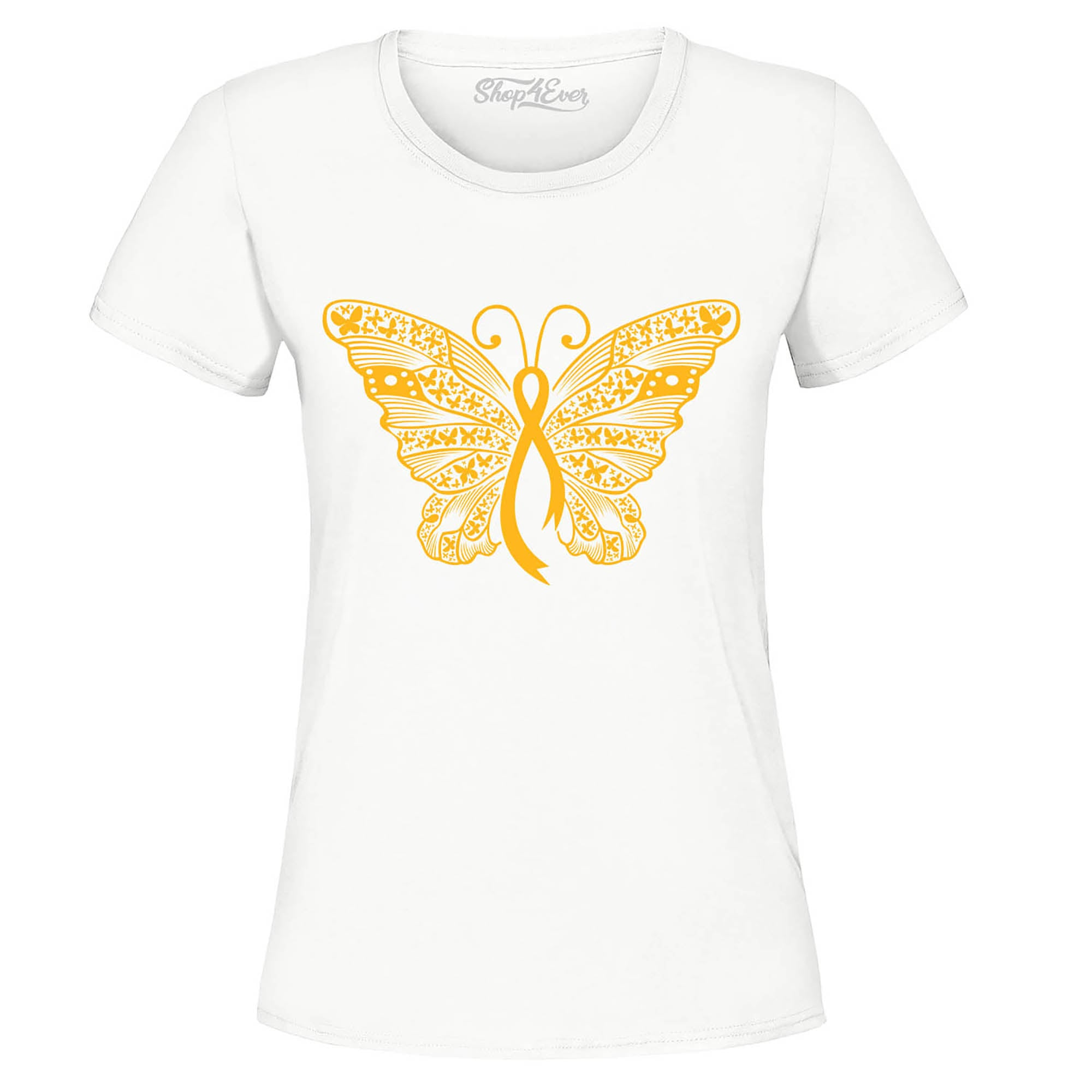 Gold Ribbon Butterfly Childhood Cancer Awareness Women's T-Shirt