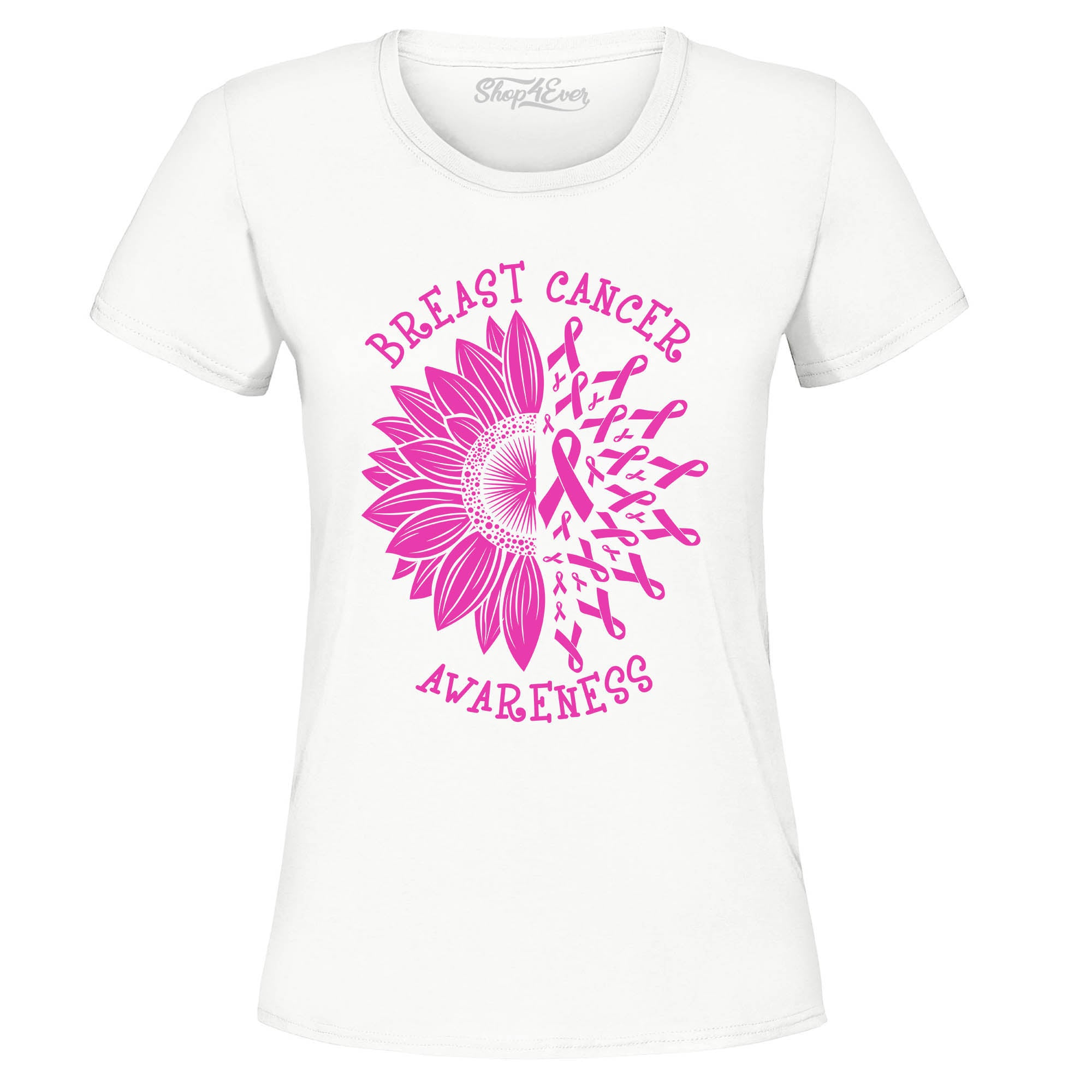 Sunflower Pink Ribbon Breast Cancer Awareness Women's T-Shirt