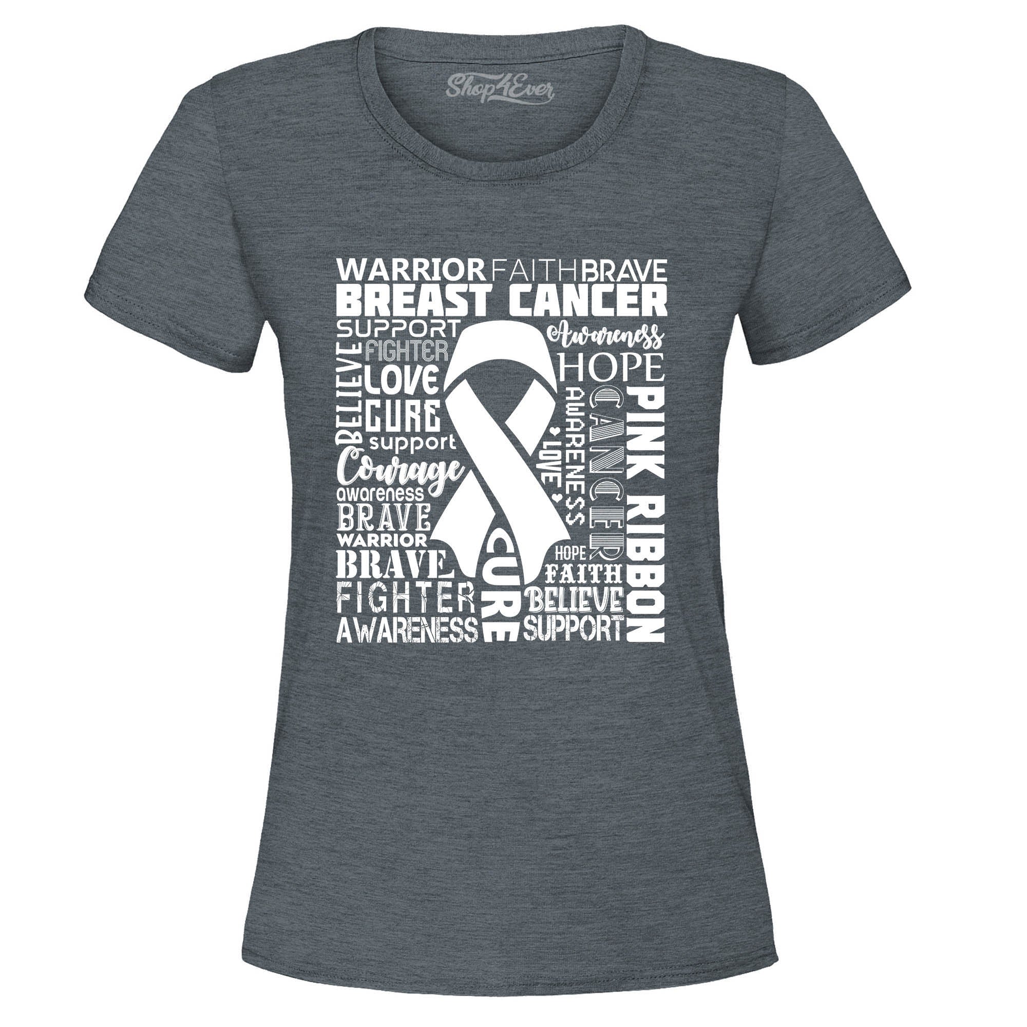 Breast Cancer Awareness White Ribbon Word Cloud Women's T-Shirt