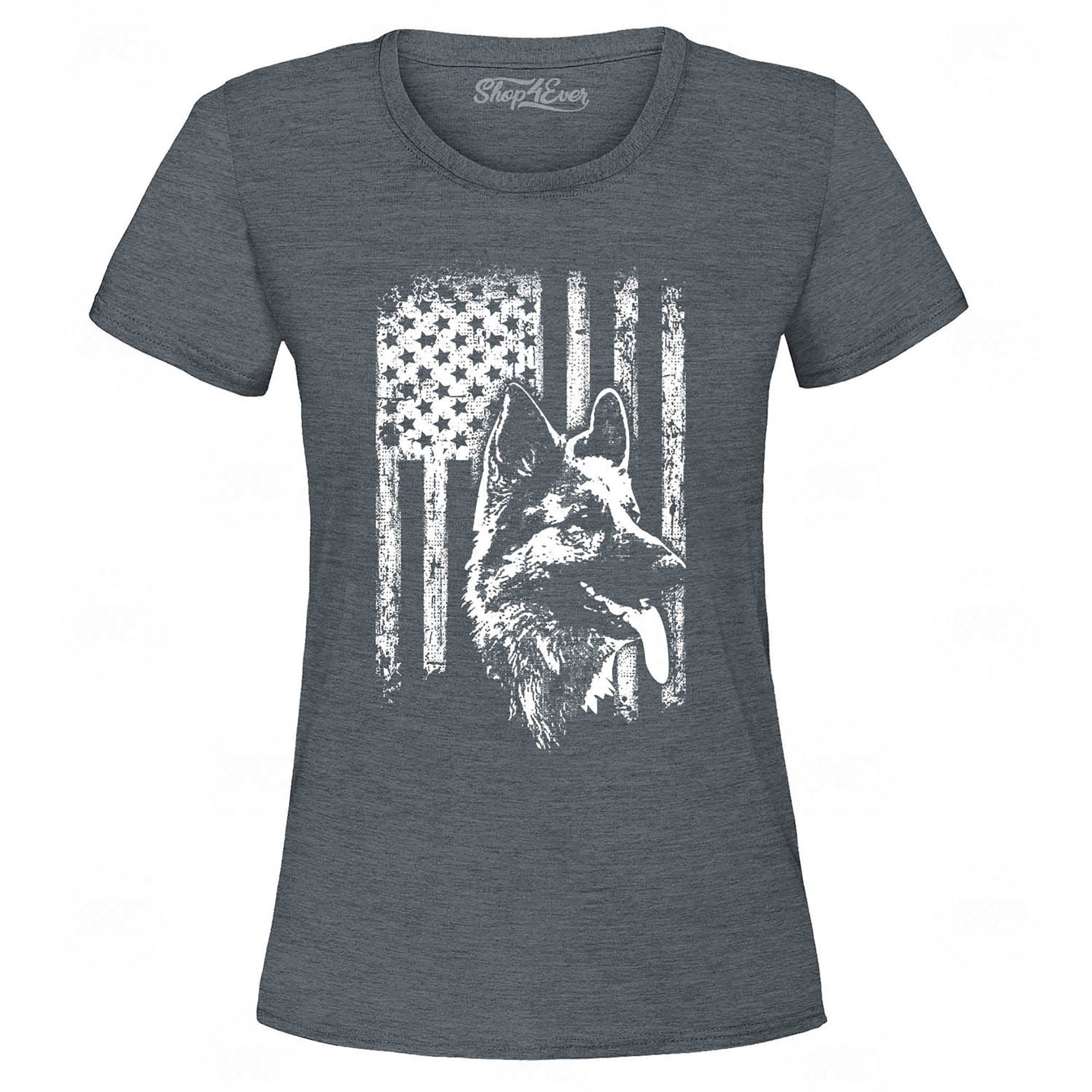 German Shepherd American Flag Women's T-Shirt