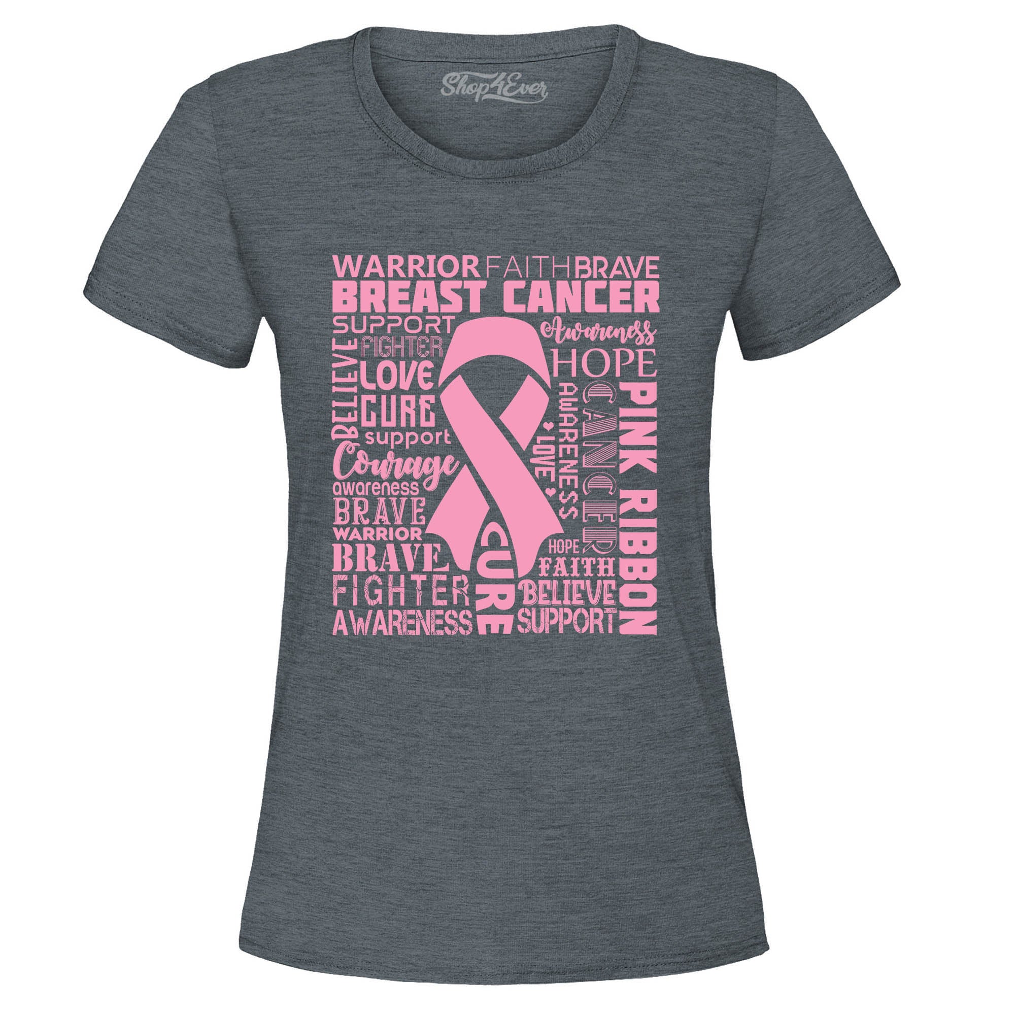 Breast Cancer Awareness Pink Ribbon Word Cloud Women's T-Shirt