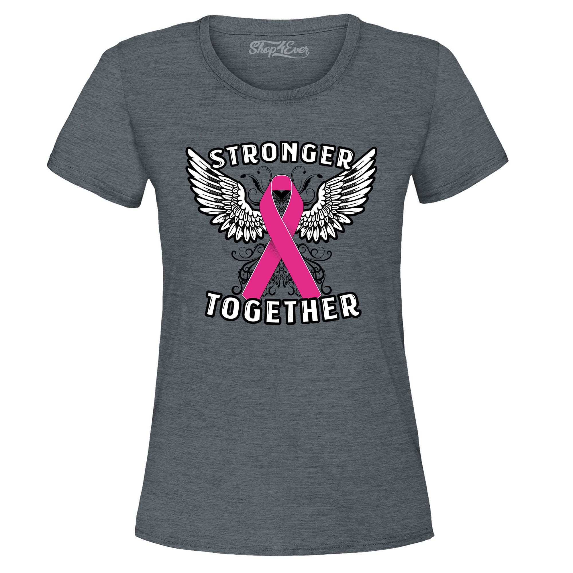 Stronger Together Breast Cancer Ribbon Women's T-Shirt Support Awareness Tee