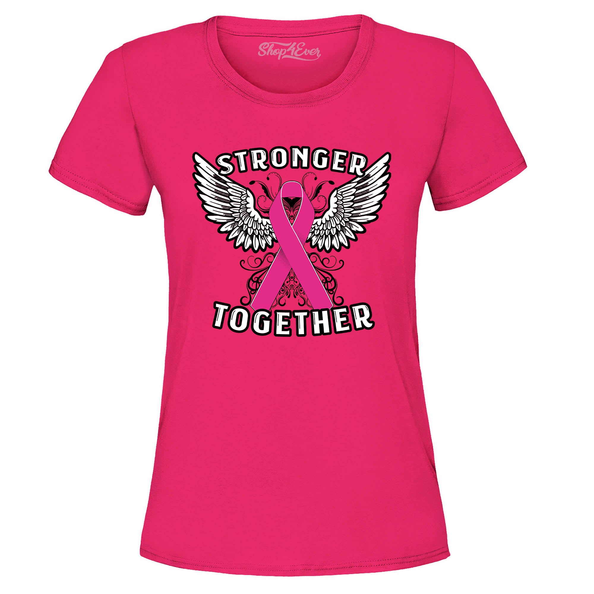 Stronger Together Breast Cancer Ribbon Women's T-Shirt Support Awareness Tee