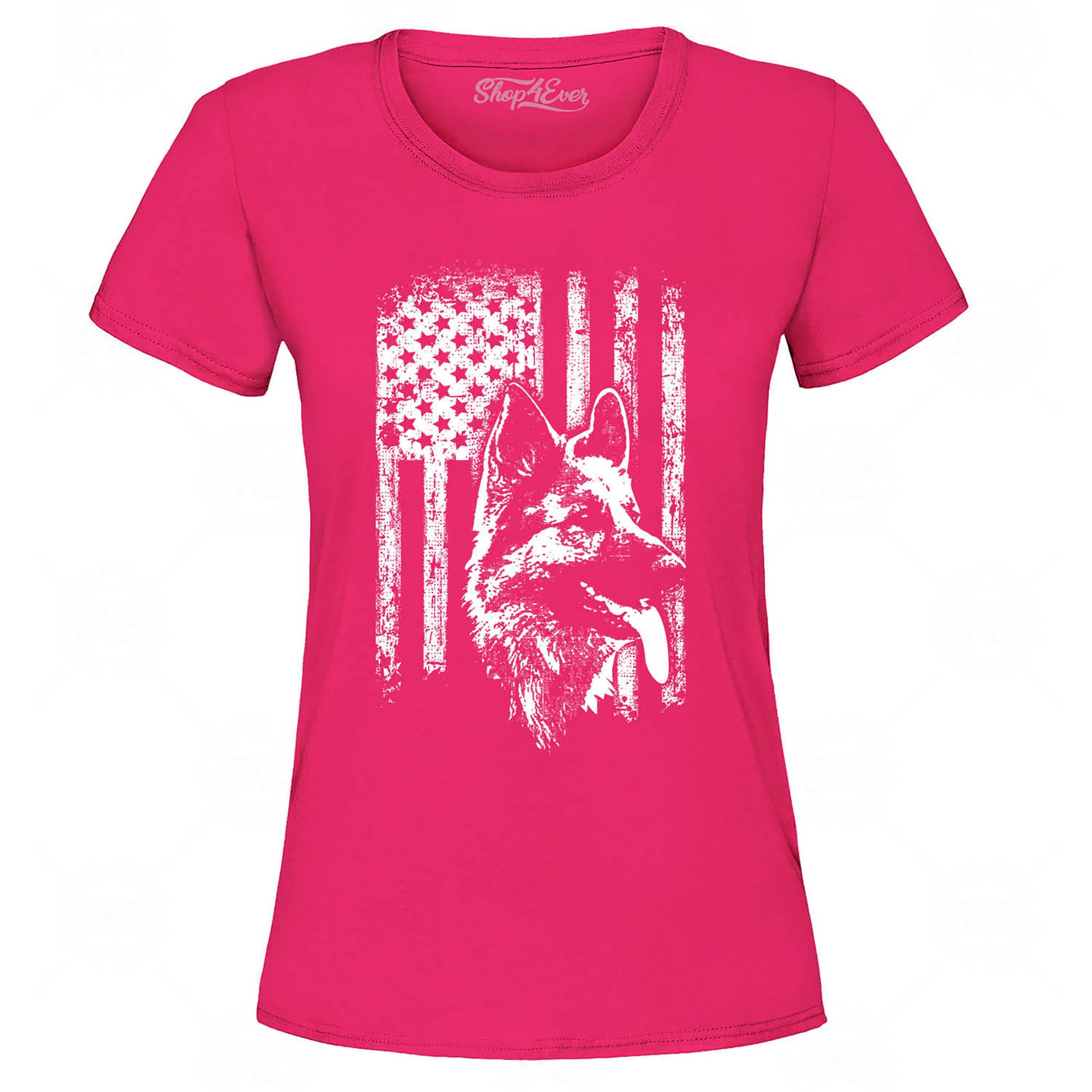 German Shepherd American Flag Women's T-Shirt