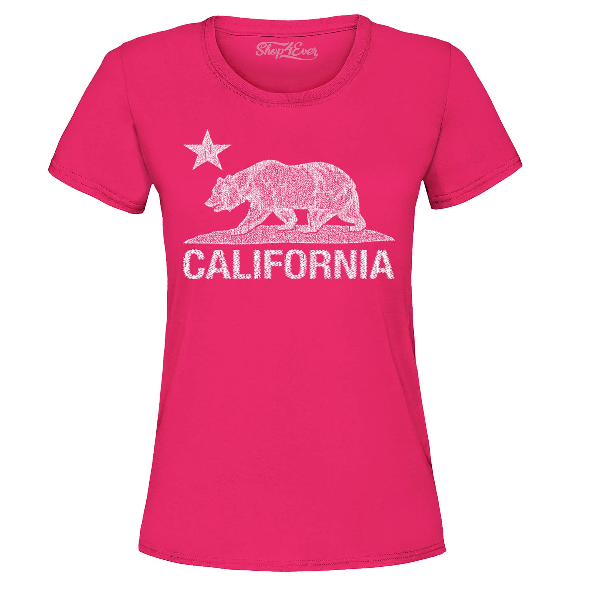 California Distressed White Bear Women's T-Shirt Cali Shirts
