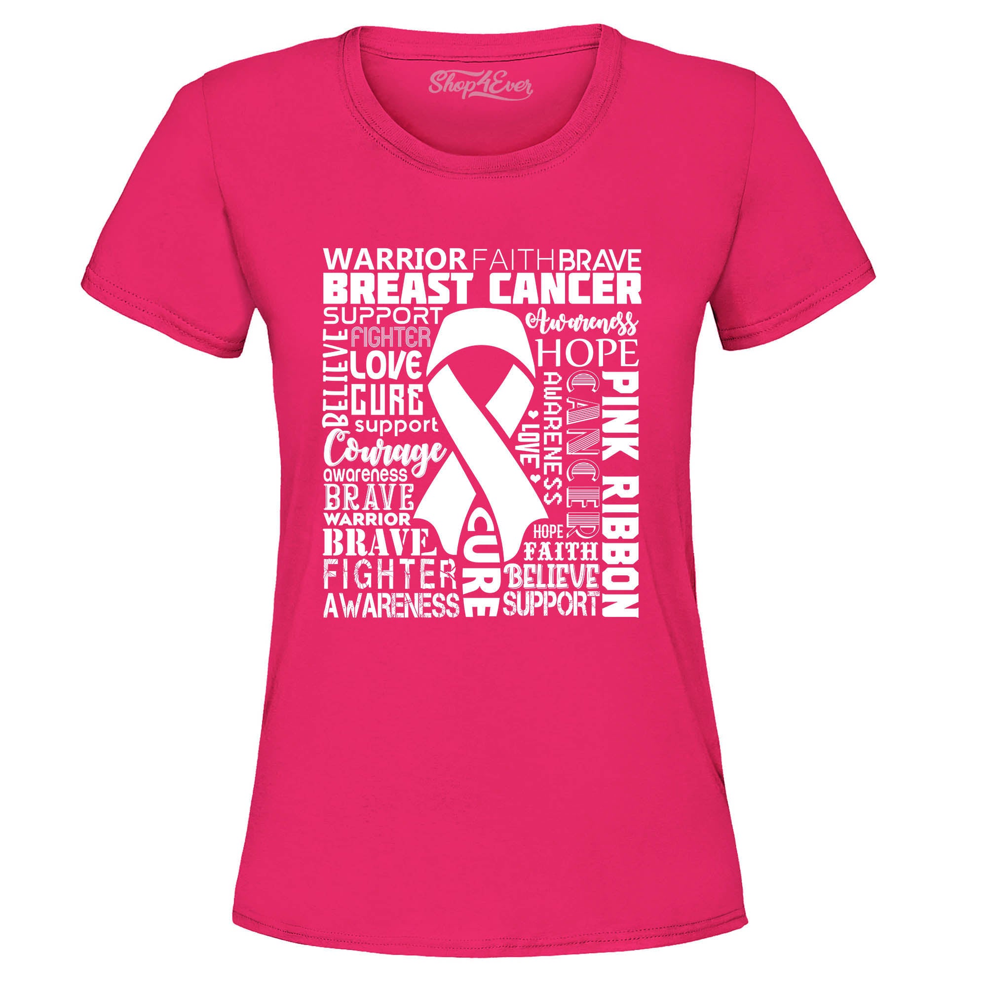 Breast Cancer Awareness White Ribbon Word Cloud Women's T-Shirt