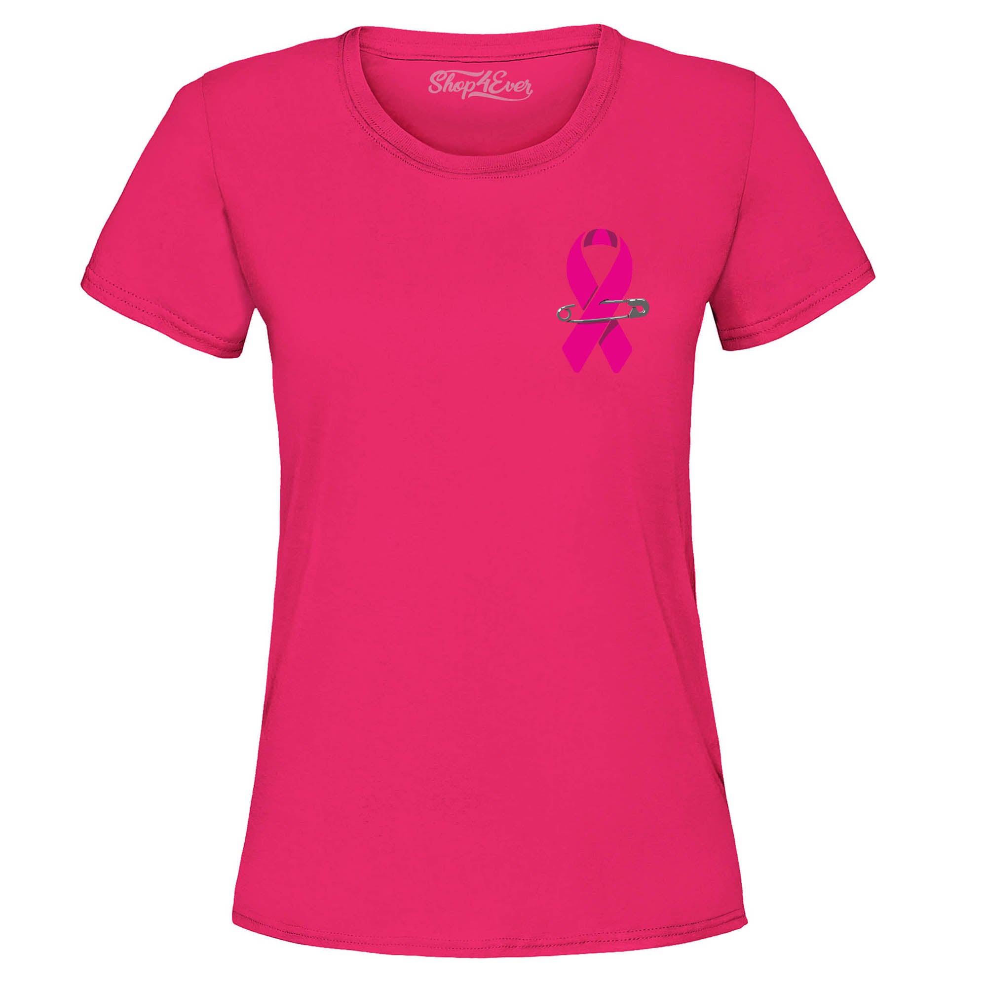 Pink Ribbon Pin Breast Cancer Awareness Women's T-Shirt Survivor Tee
