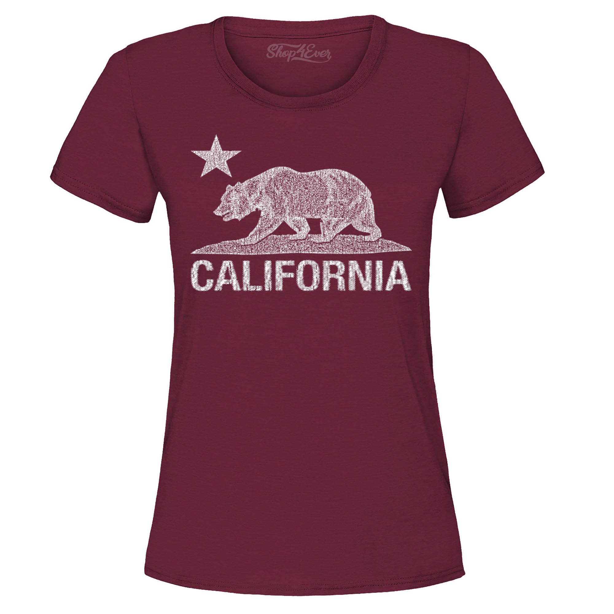 California Distressed White Bear Women's T-Shirt Cali Shirts