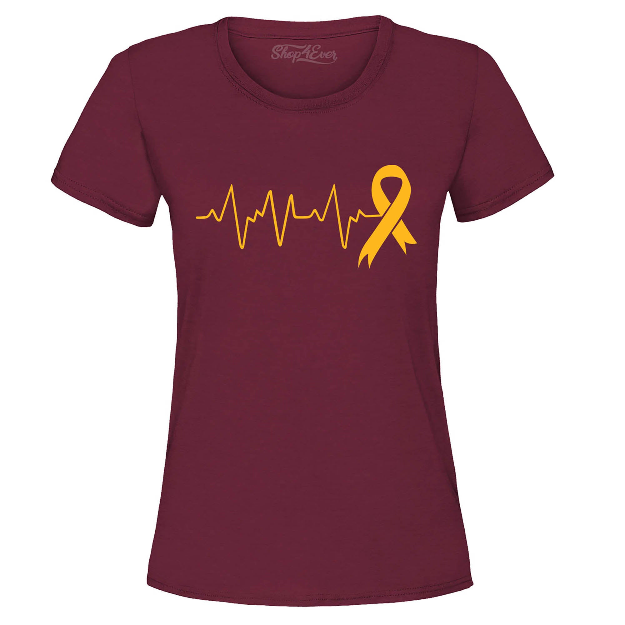 Heartbeat Gold Ribbon Childhood Cancer Awareness Women's T-Shirt