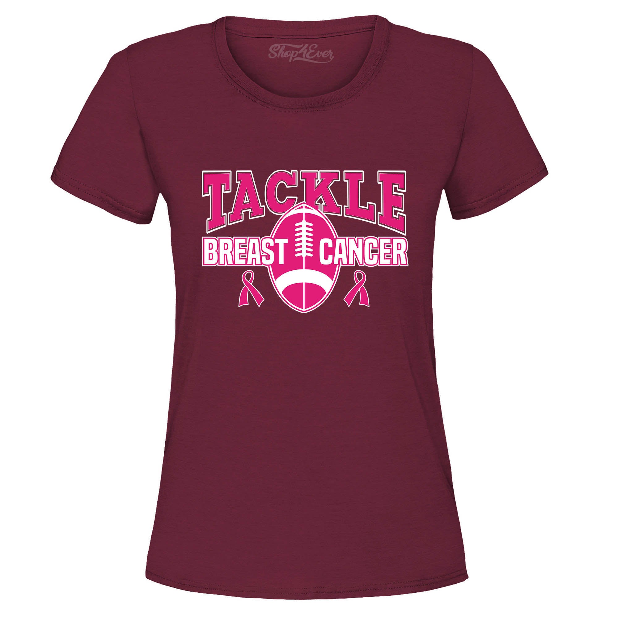 Tackle Breast Cancer Awareness Tee Football Pink Ribbon Women's T-Shirt