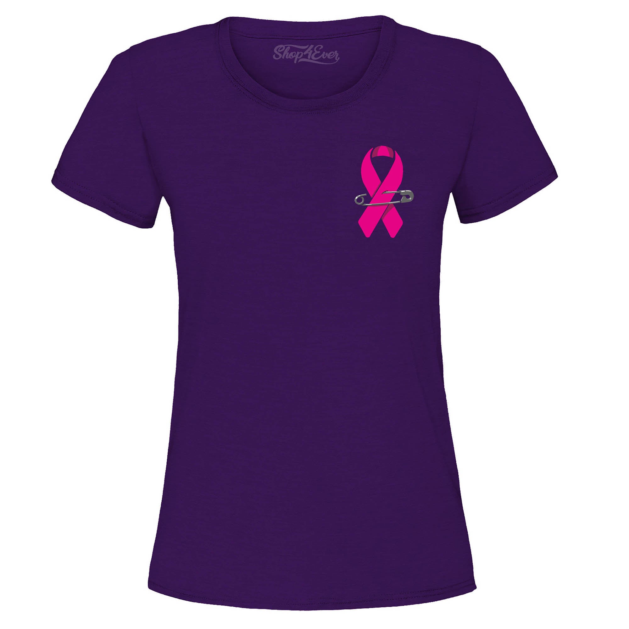 Pink Ribbon Pin Breast Cancer Awareness Women's T-Shirt Survivor Tee