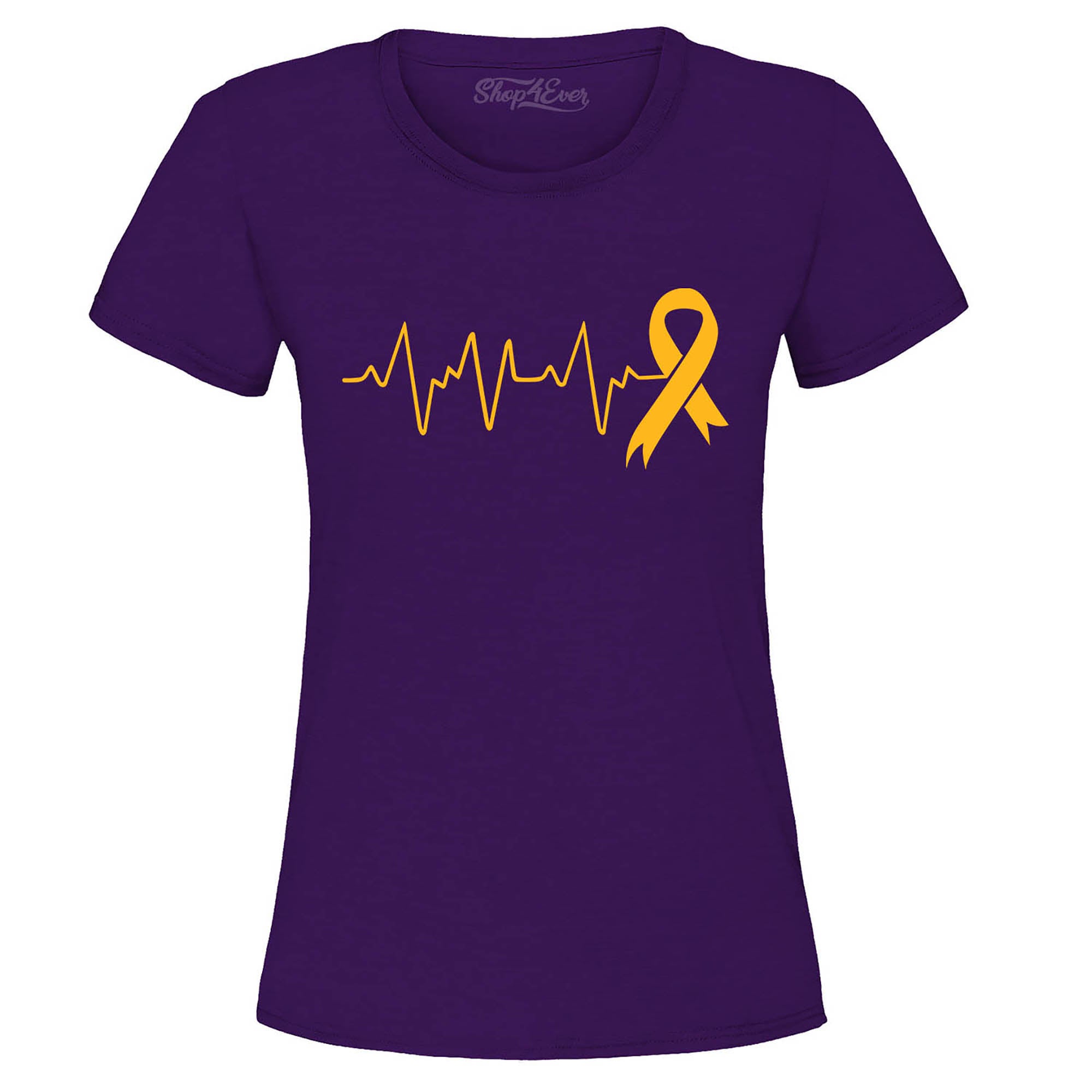 Heartbeat Gold Ribbon Childhood Cancer Awareness Women's T-Shirt