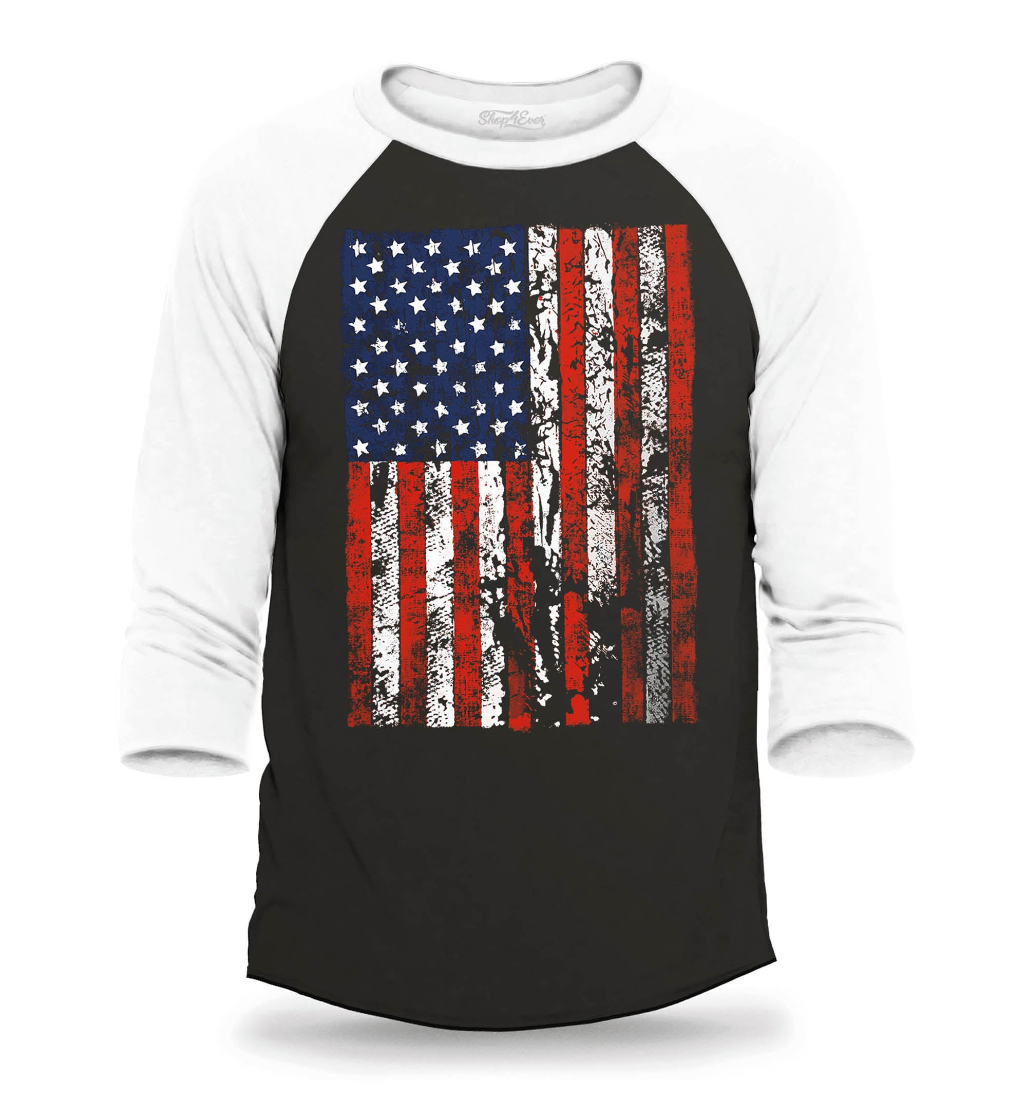 United States of America Flag Vintage USA Raglan Baseball Shirt