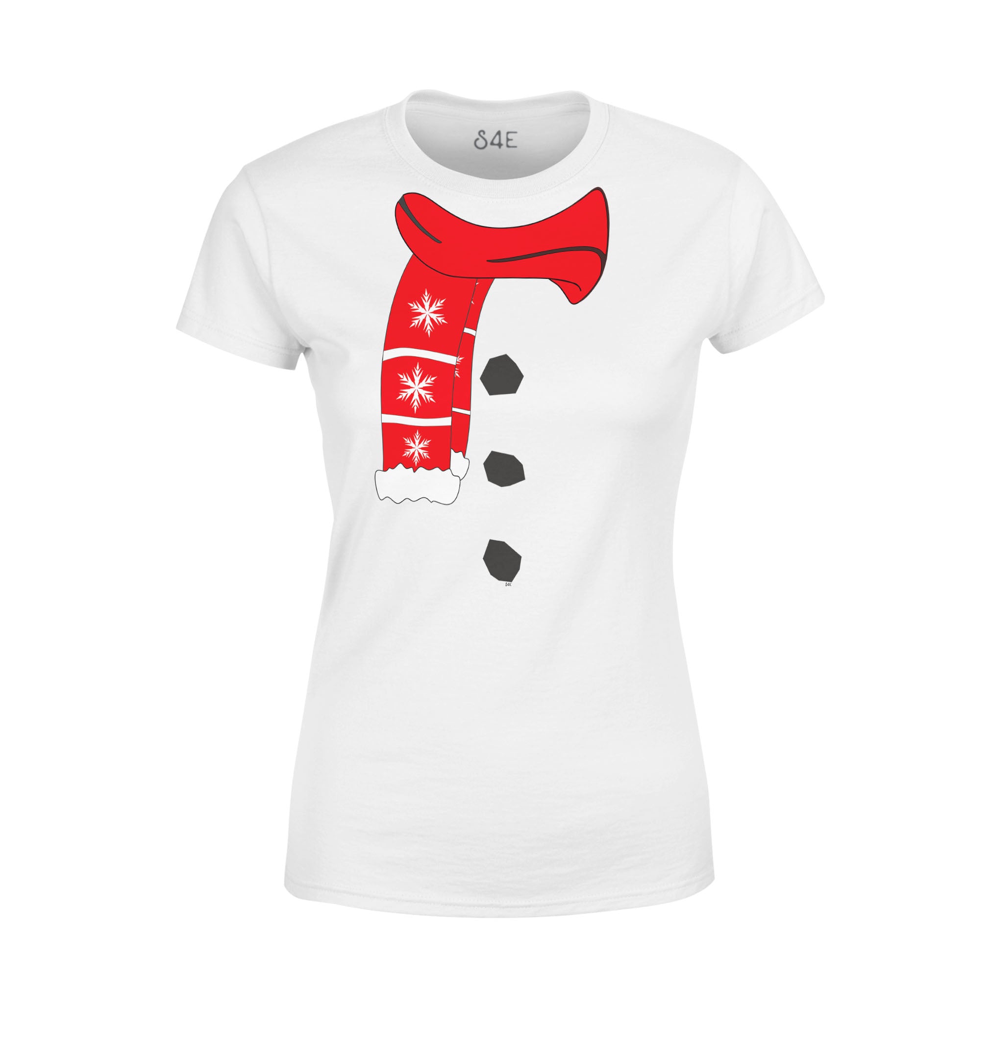 Red Snowflake Scarf Snowman Costume Women's T-Shirt
