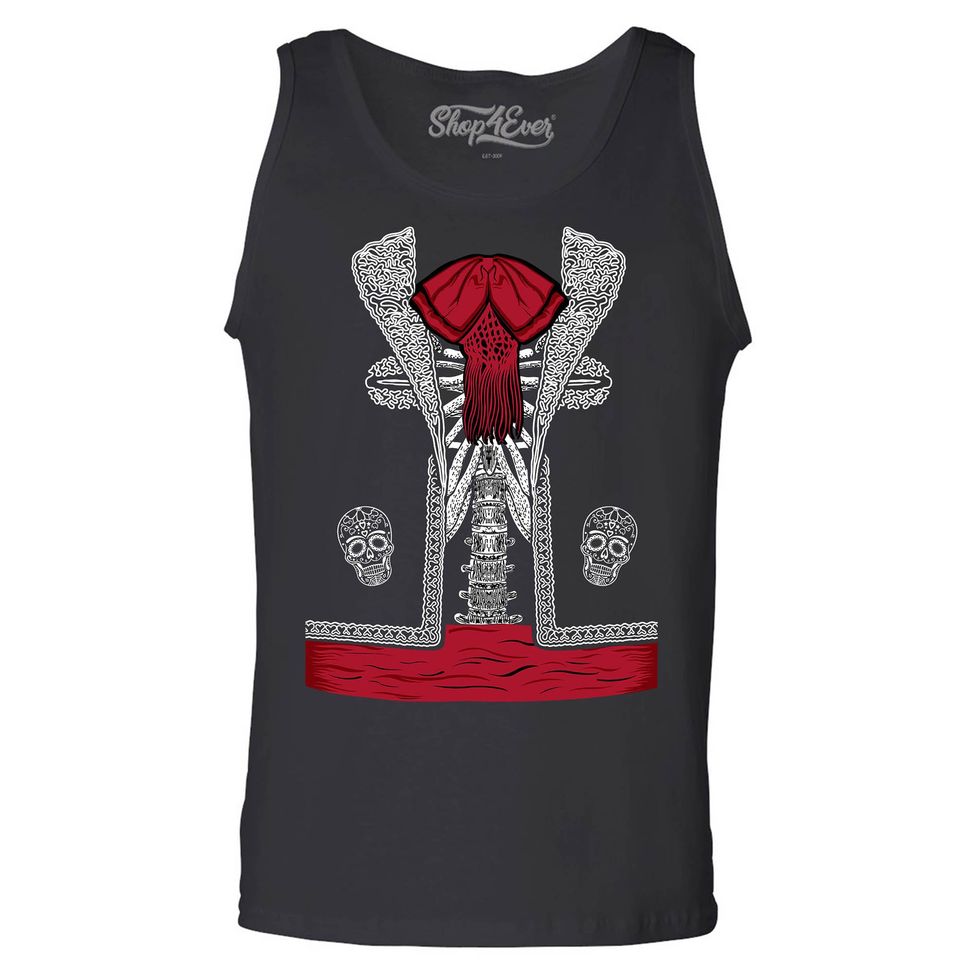 Day of The Dead Mariachi Skeleton Costume Men's Tank Top